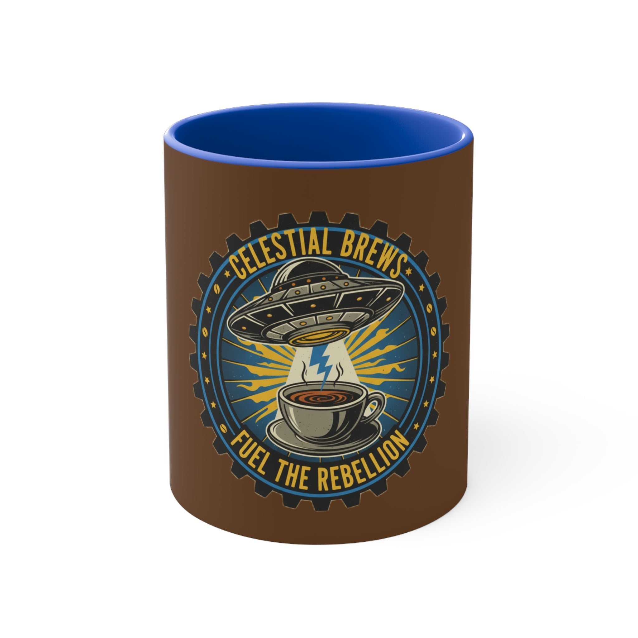 Cosmic Grind Coffee Mug — “Fuel the Rebellion” Retro Sci-Fi Mug Printify