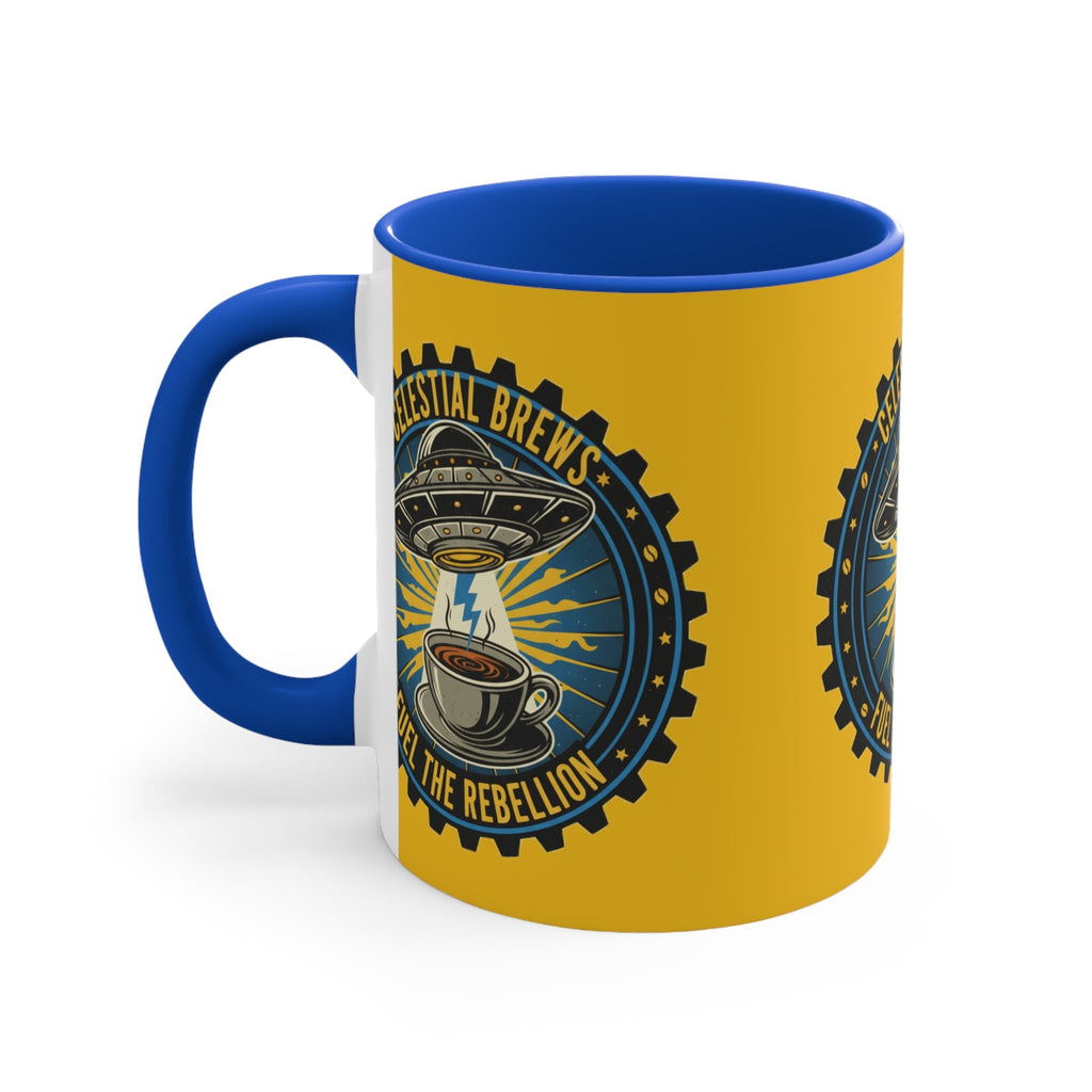 Cosmic Grind Coffee Mug — "Fuel the Rebellion" Retro Sci-Fi Accent Mug Printify