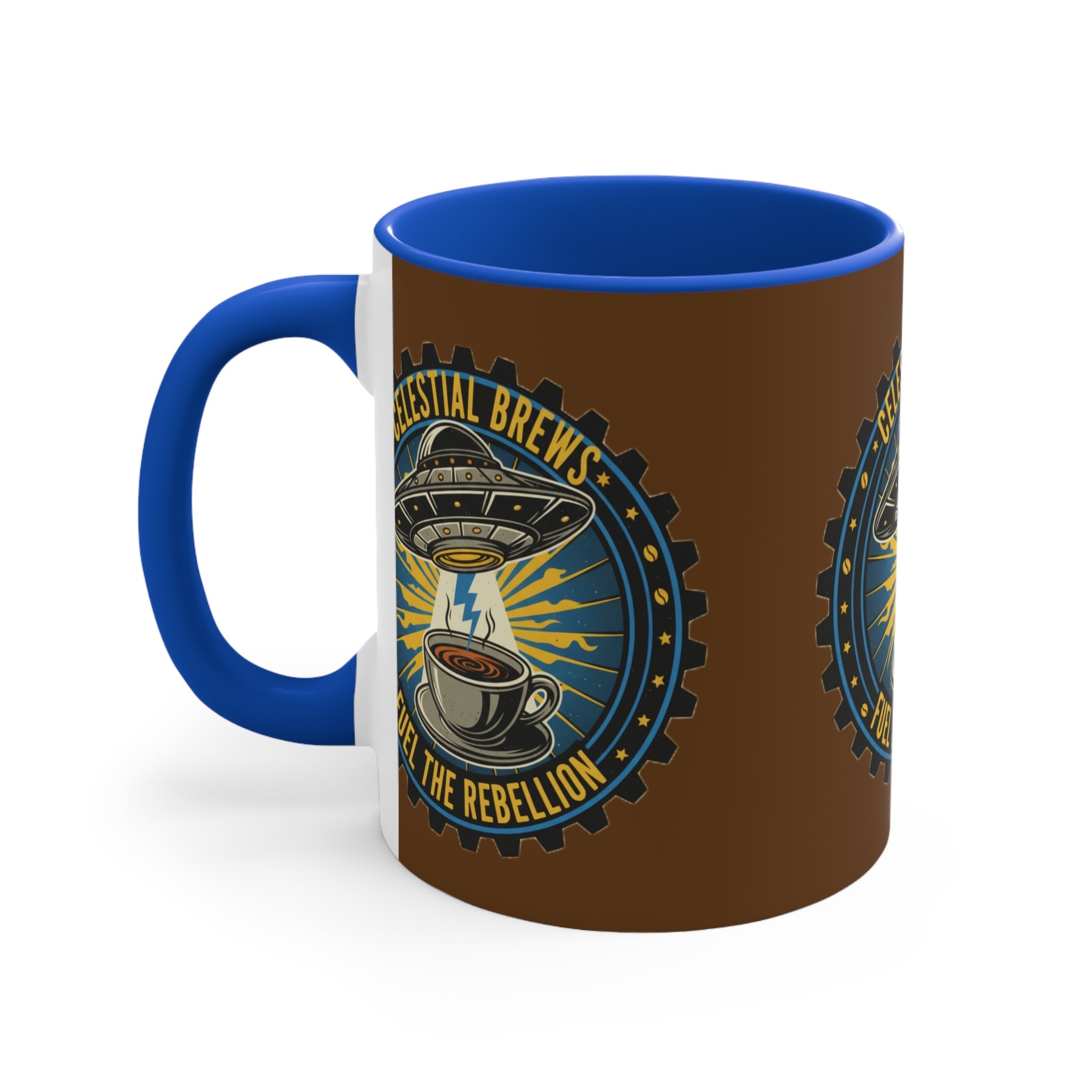 Cosmic Grind Coffee Mug — “Fuel the Rebellion” Retro Sci-Fi Mug Printify