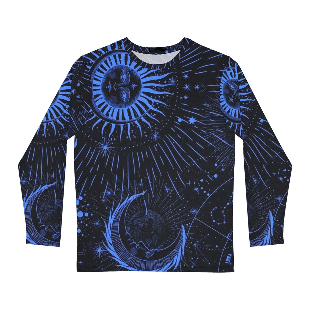 Celestial Cosmic Men's Long Sleeve Shirt - Blue Moon & Sun Design Printify