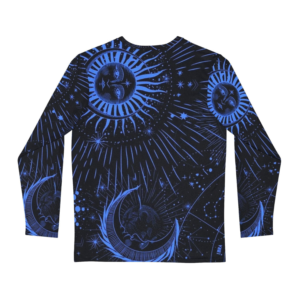 Celestial Cosmic Men's Long Sleeve Shirt - Blue Moon & Sun Design Printify