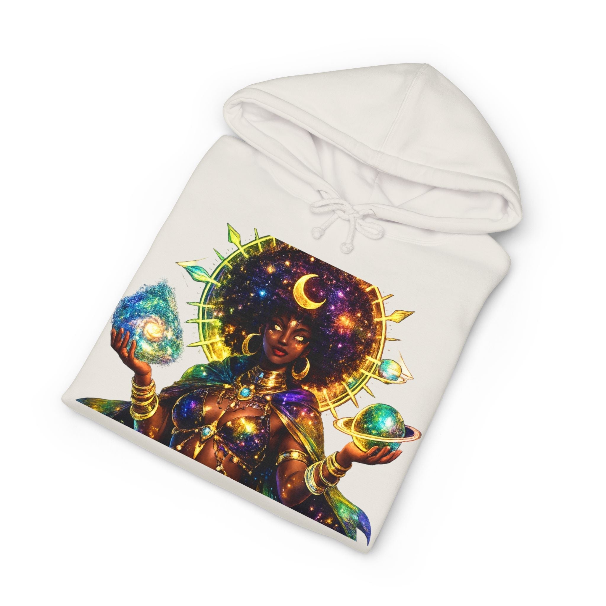 Celestial Goddess Hoodie – Afrocentric Cosmic Streetwear Hoodie Printify