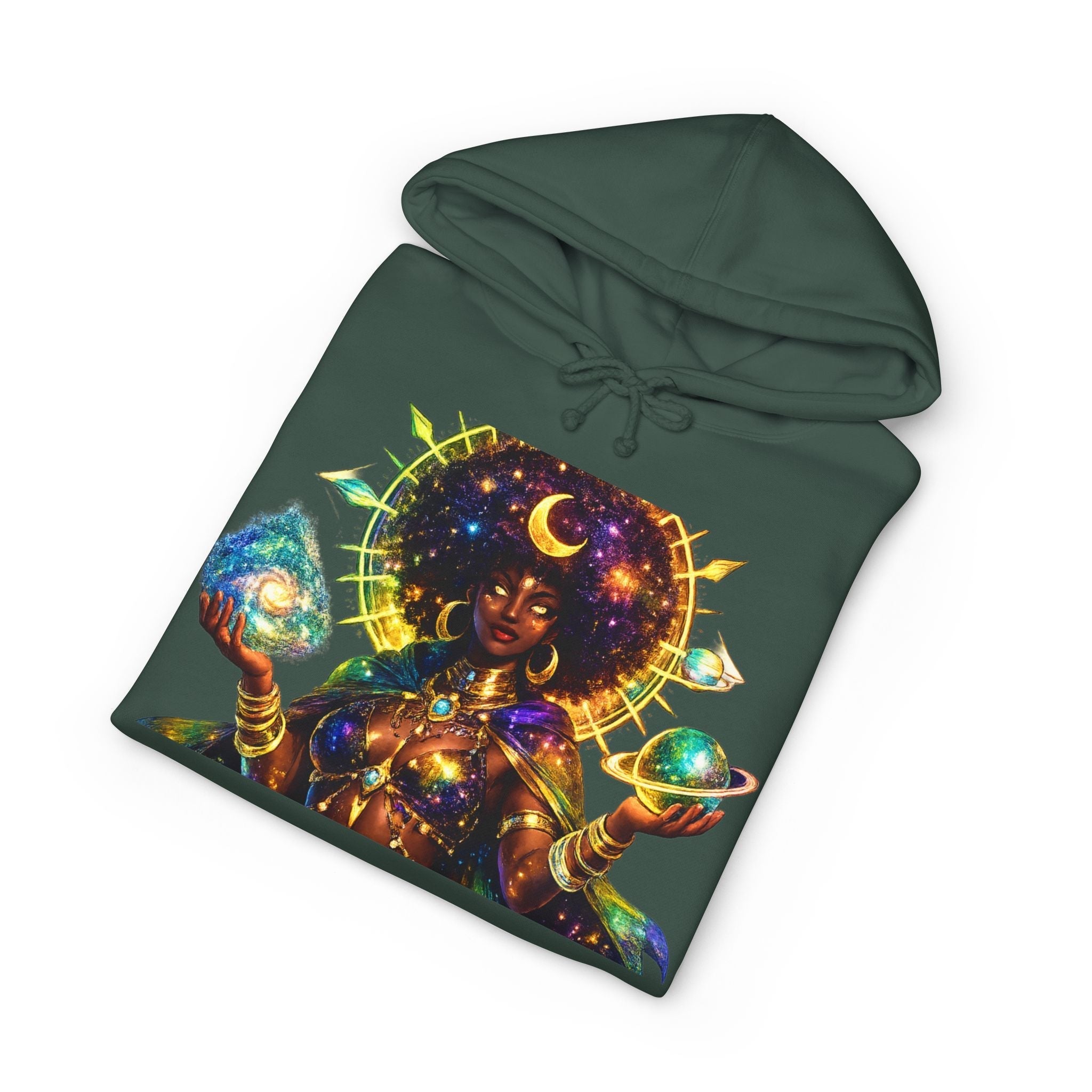 Celestial Goddess Hoodie – Afrocentric Cosmic Streetwear Hoodie Printify