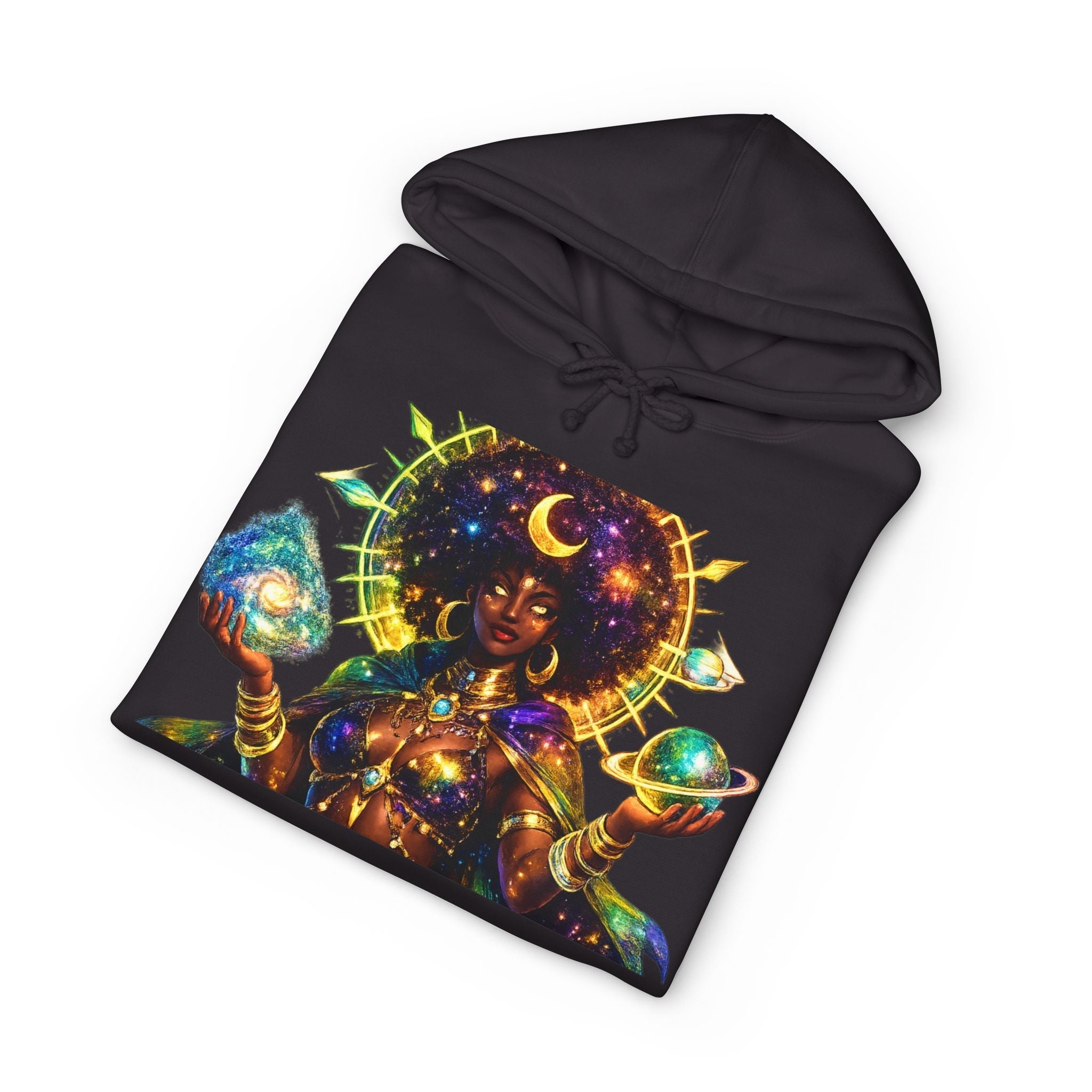Celestial Goddess Hoodie – Afrocentric Cosmic Streetwear Hoodie Printify