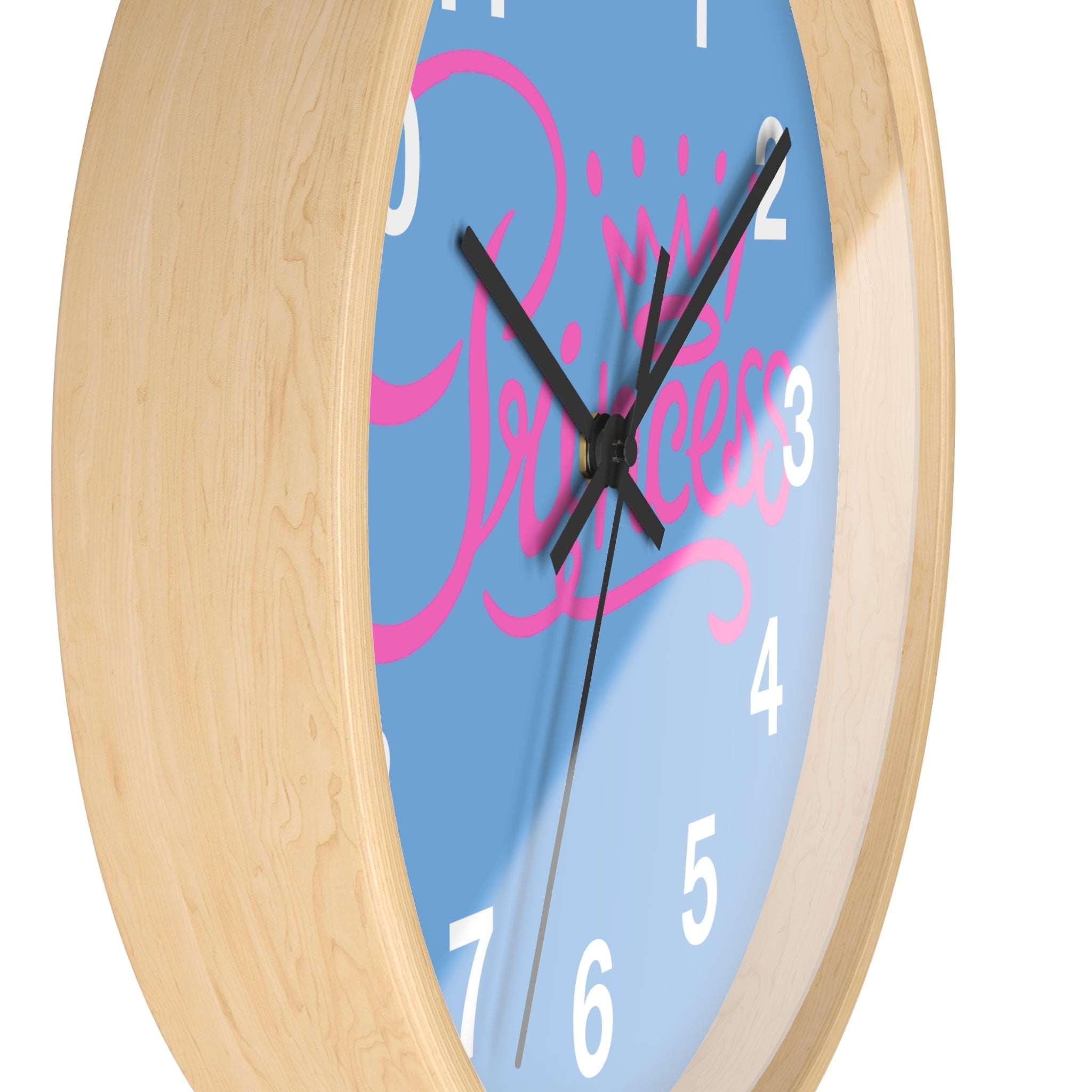 Charming Princess Wall Clock - Kids Room Decor, Gift for Little Girls, Pink Crown Design, Playful Nursery Accessory, Bedroom Wall Art