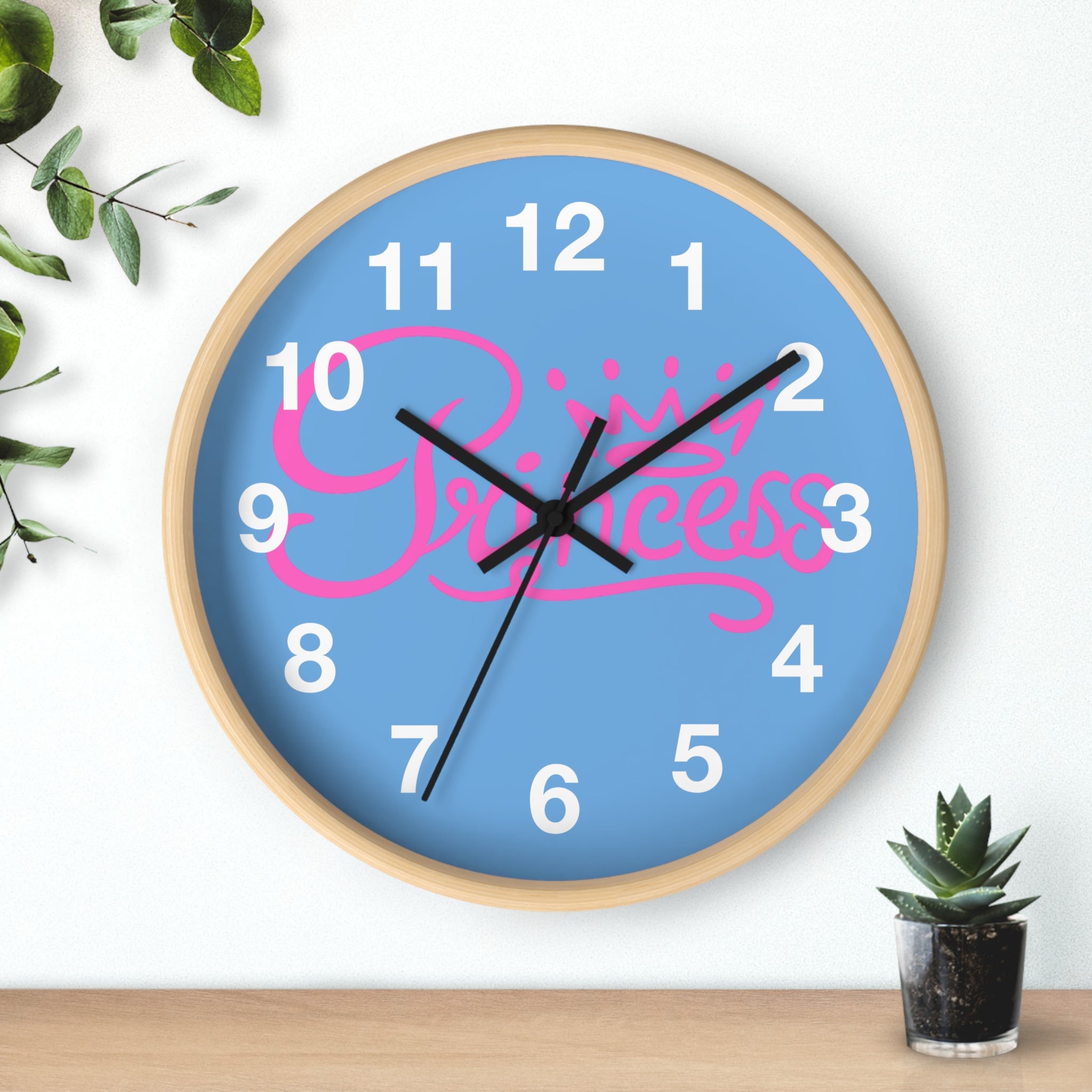 Charming Princess Wall Clock - Kids Room Decor, Gift for Little Girls, Pink Crown Design, Playful Nursery Accessory, Bedroom Wall Art