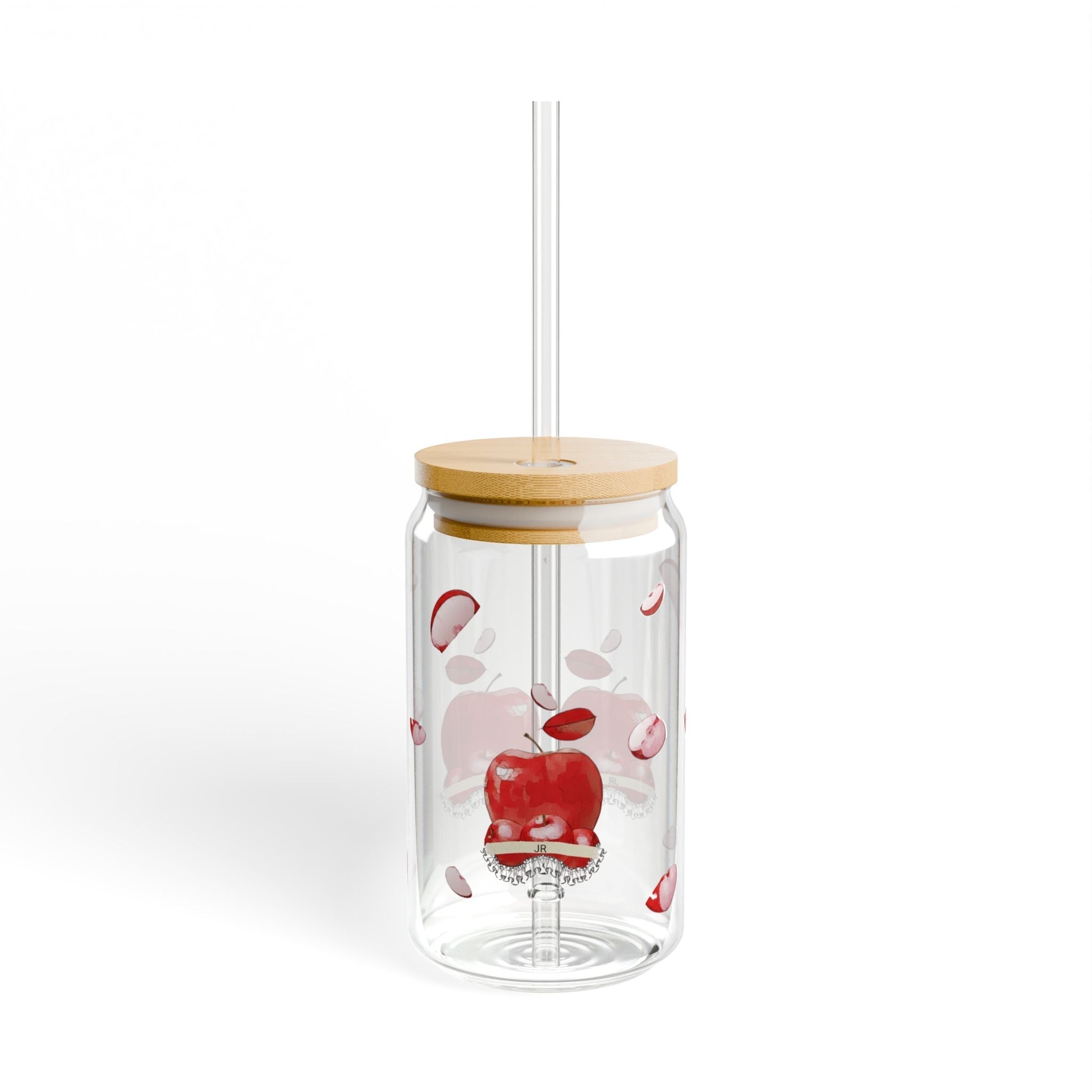 Cherry Blossom Glass Sipper — 16oz Serenity Drinkware Printify