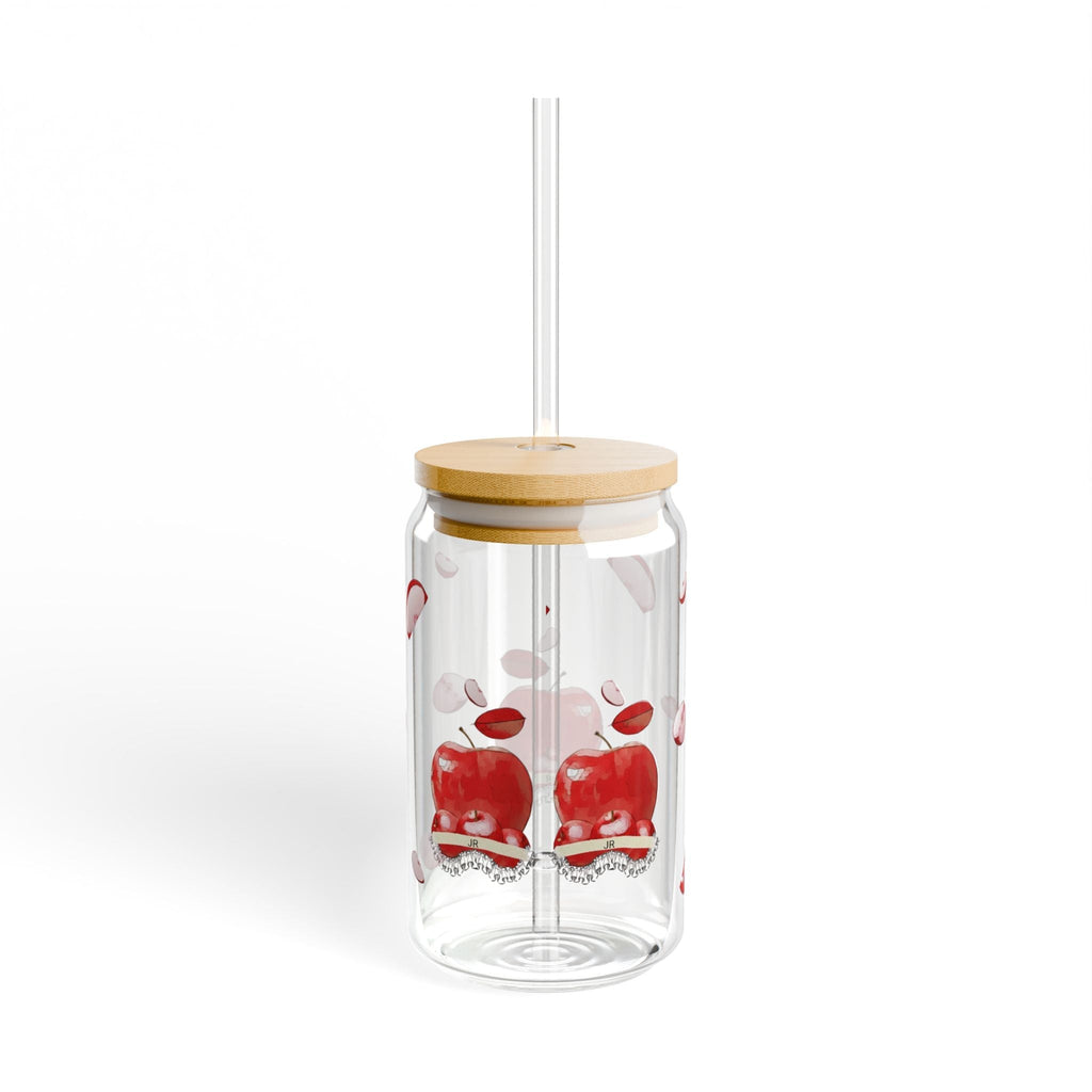 Cherry Blossom Glass Sipper — 16oz Serenity Drinkware Printify