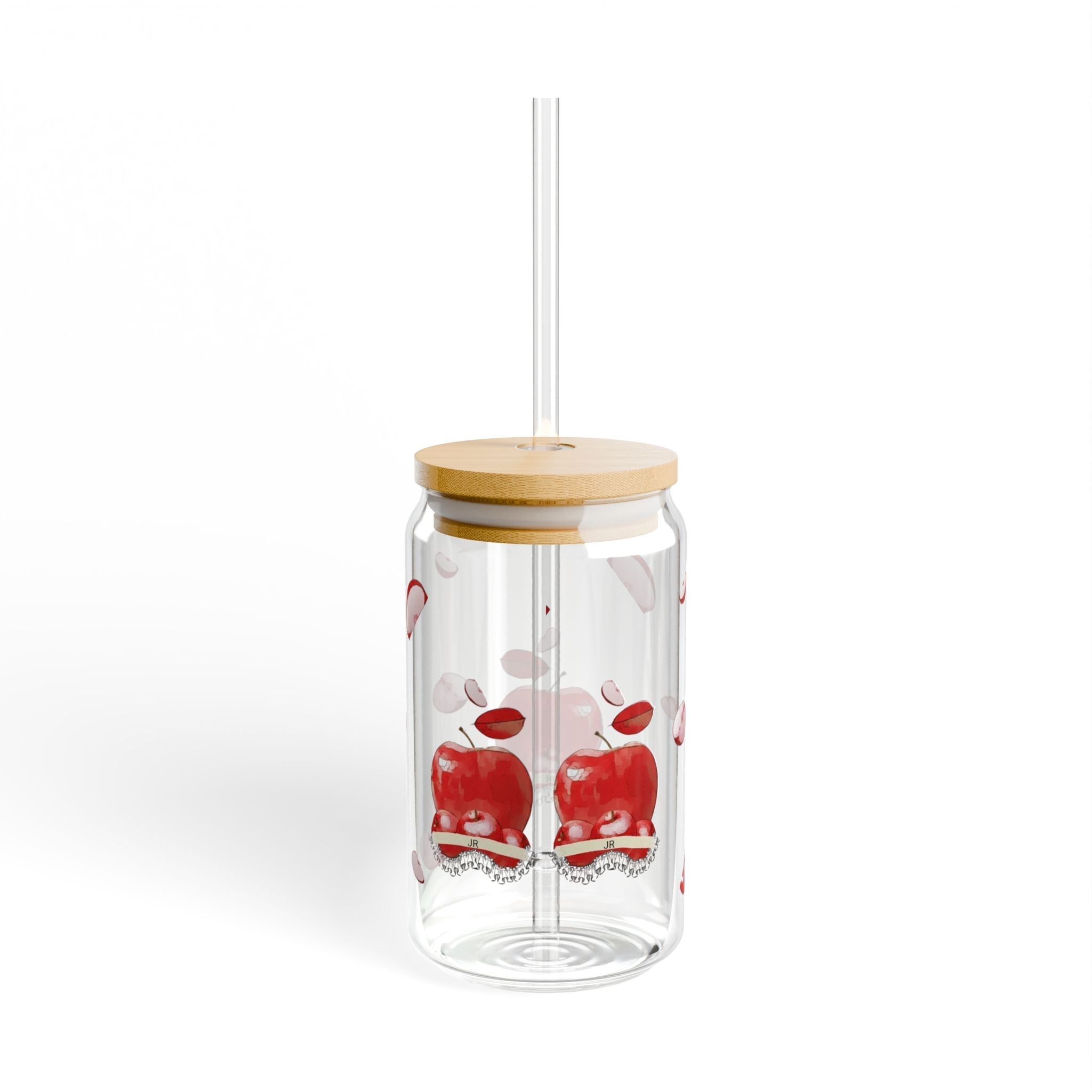 Cherry Blossom Glass Sipper — 16oz Serenity Drinkware Printify