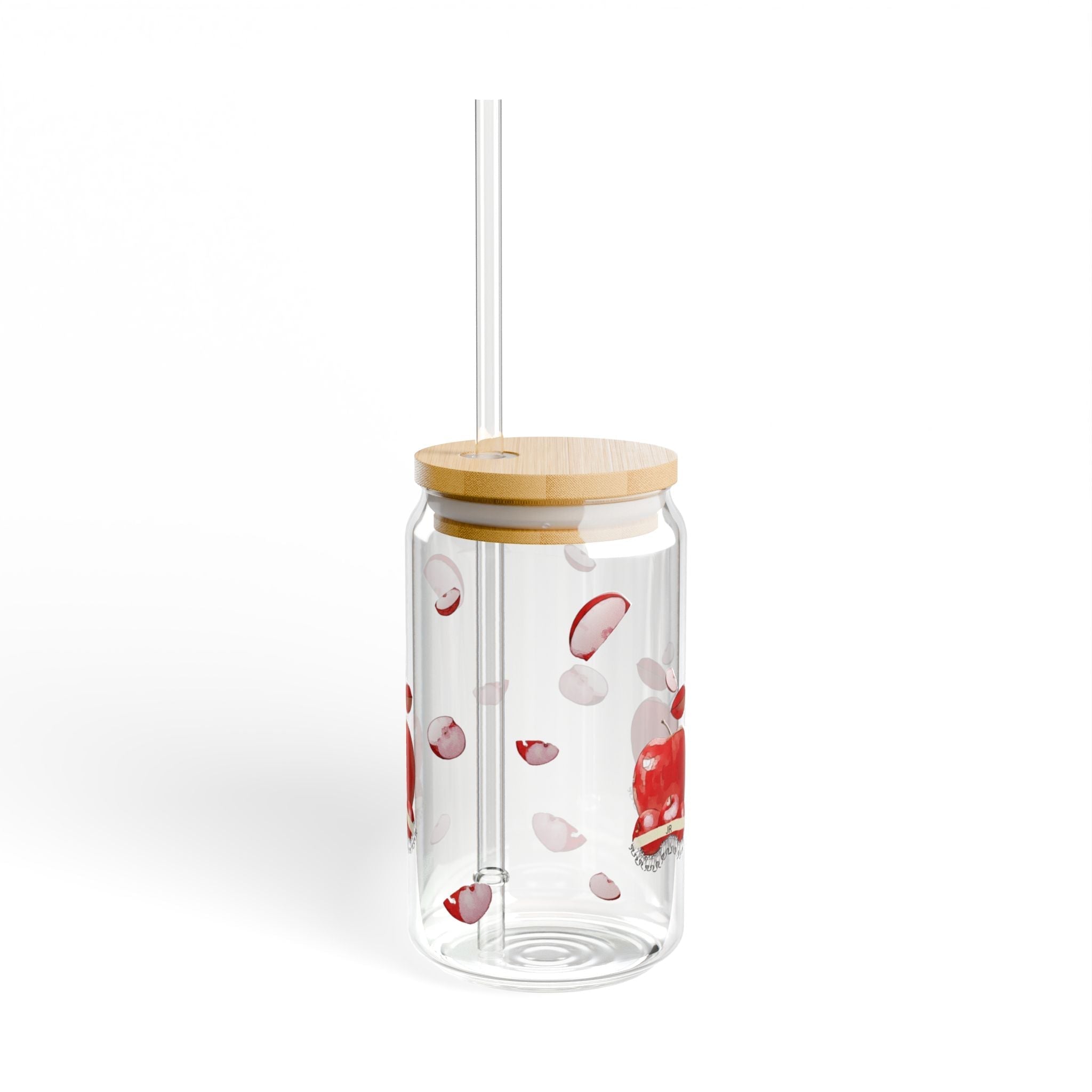 Cherry Blossom Glass Sipper — 16oz Serenity Drinkware Printify