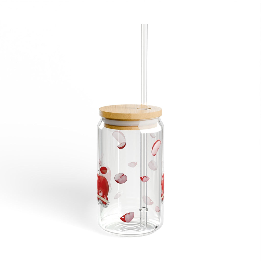 Cherry Blossom Glass Sipper — 16oz Serenity Drinkware Printify