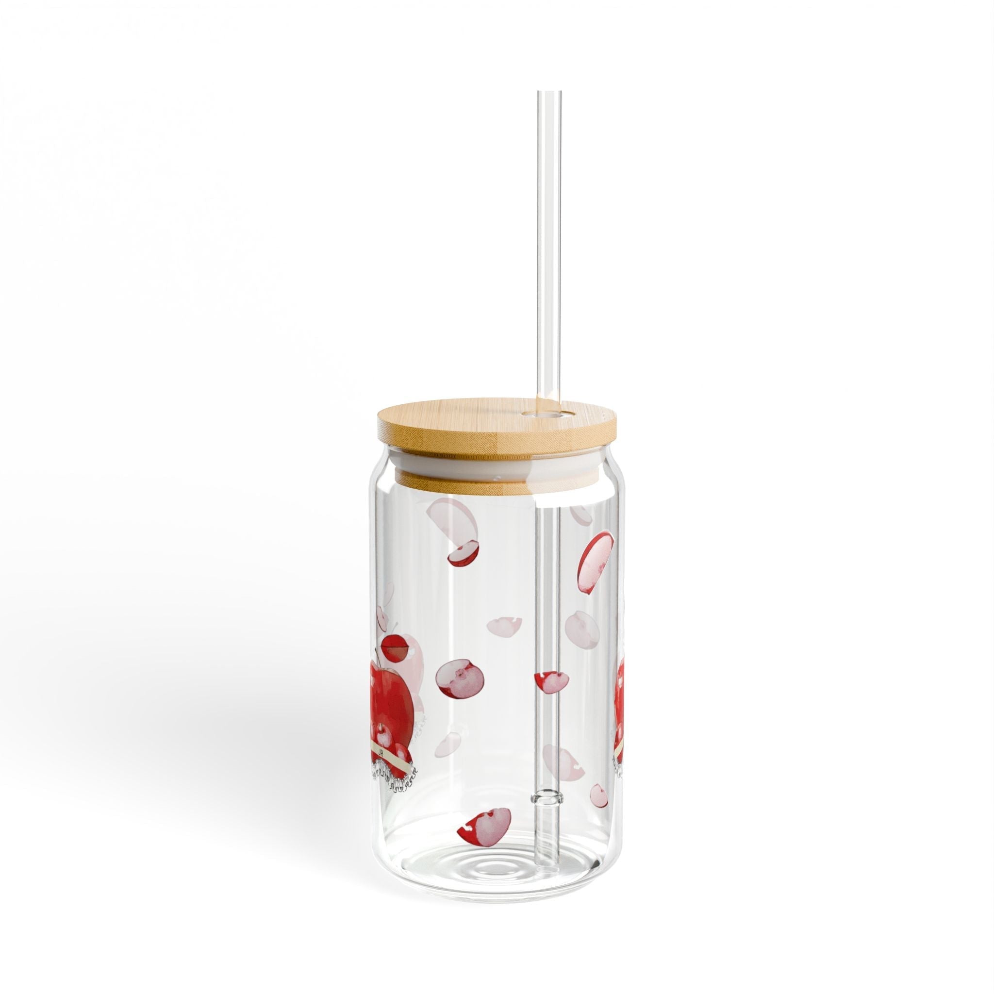 Cherry Blossom Glass Sipper — 16oz Serenity Drinkware Printify
