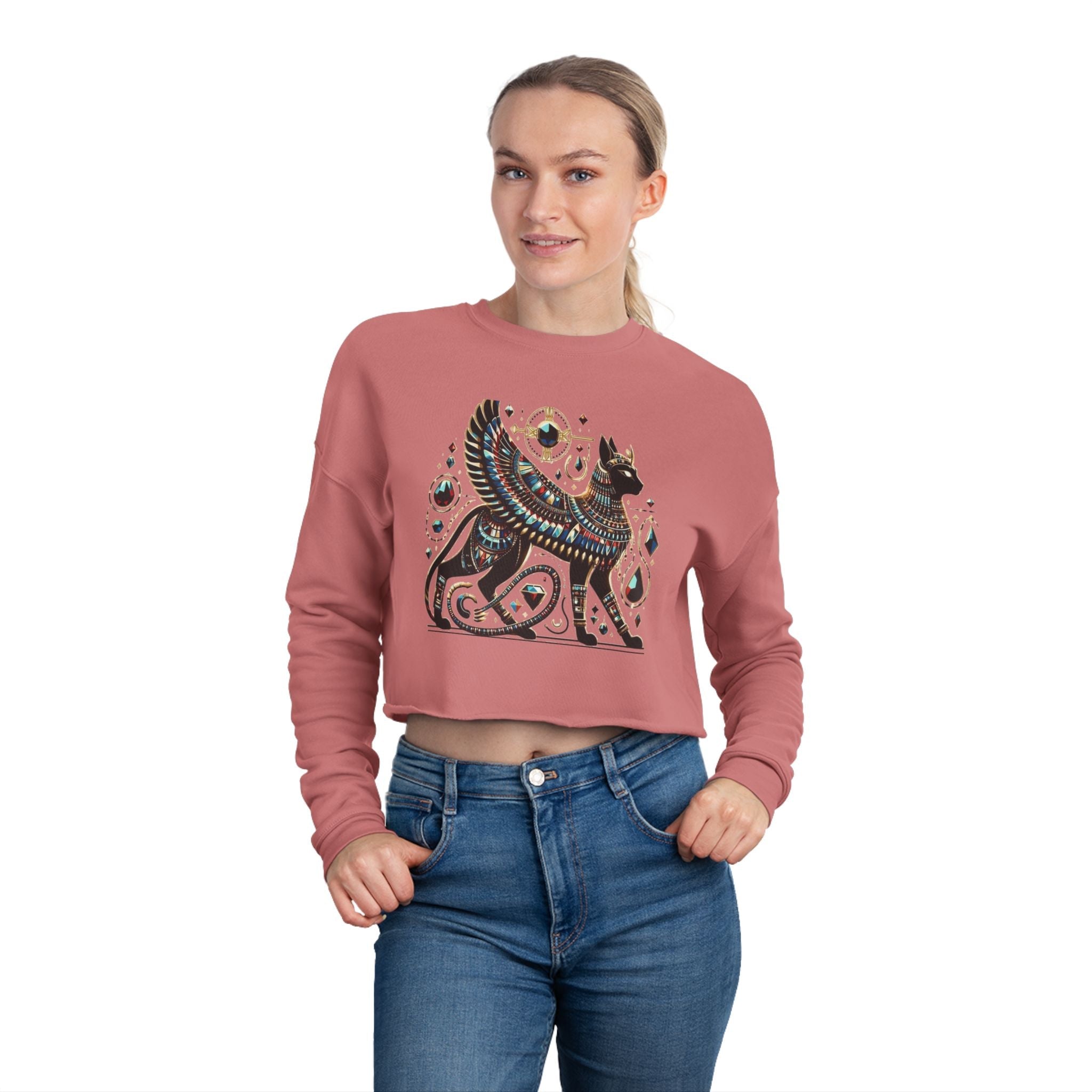 Chic Cat-Themed Women's Cropped Sweatshirt - Perfect for Everyday Wear, Cozy Casual Style, Gift for Cat Lovers, Trendy Fall Fashion, [...]