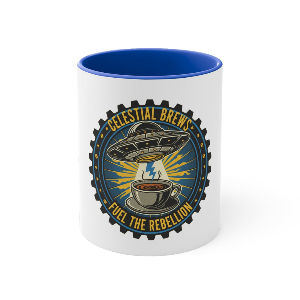 Cosmic Grind Coffee Mug — "Fuel the Rebellion" Retro Sci-Fi Accent Mug Printify