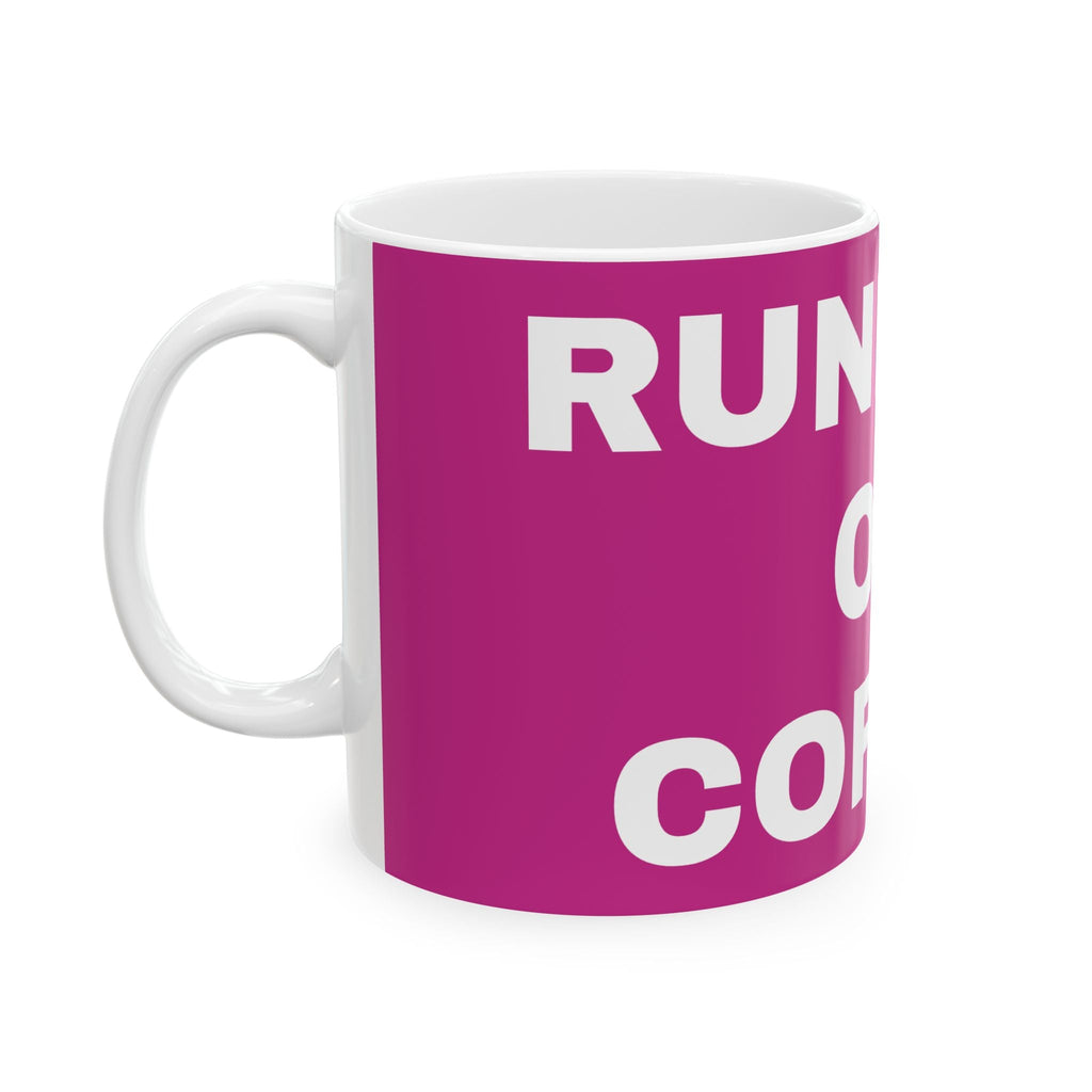 Coffee Mug - "Running on Coffee" Bold Typography Ceramic Mug (11oz, 15oz) Printify