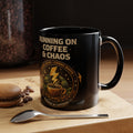 Coffee Mug — "Running on Coffee & Chaos" Black Accent Ceramic Mug (11/15oz) Printify