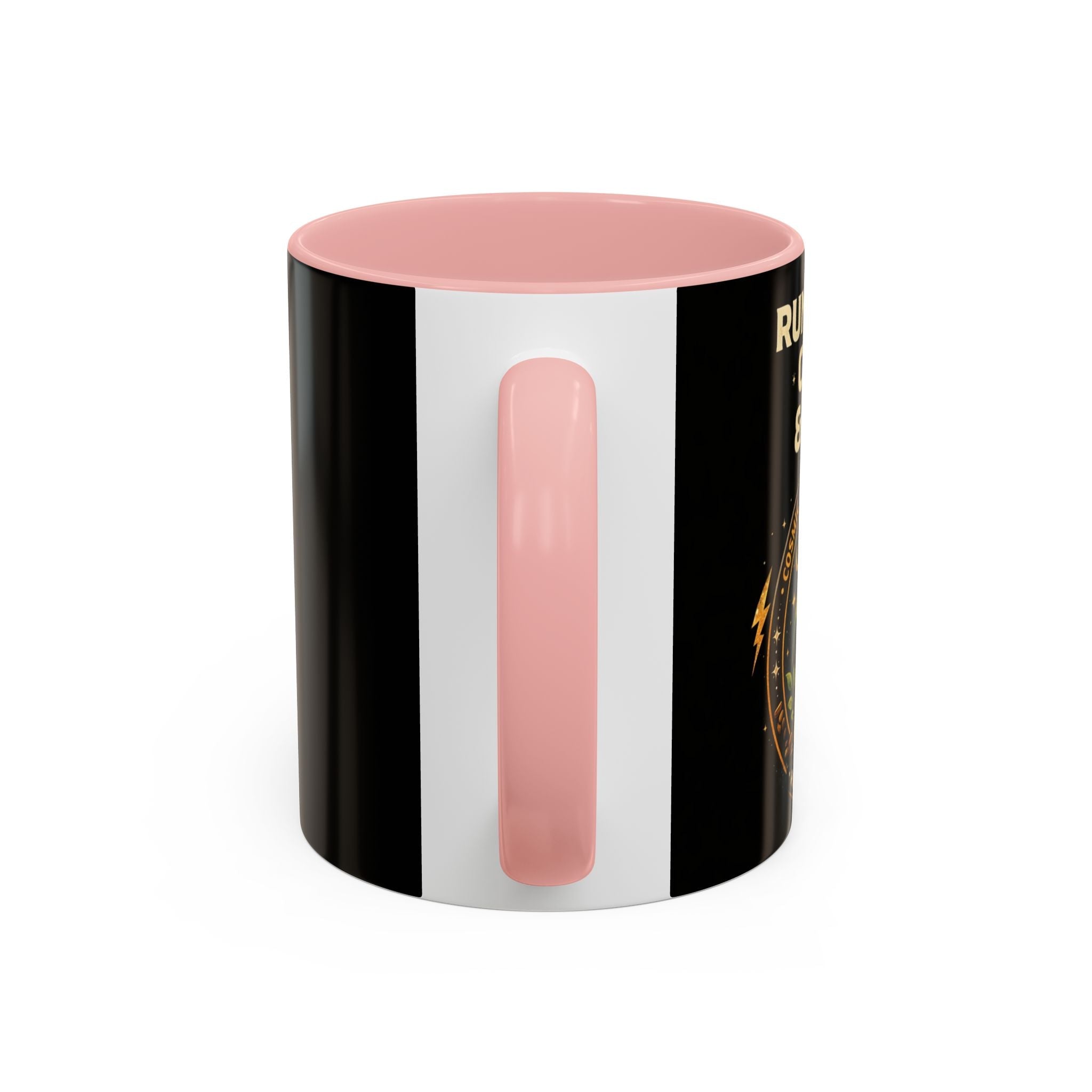Coffee Mug — "Running on Coffee & Chaos" Black Accent Ceramic Mug (11/15oz) Printify