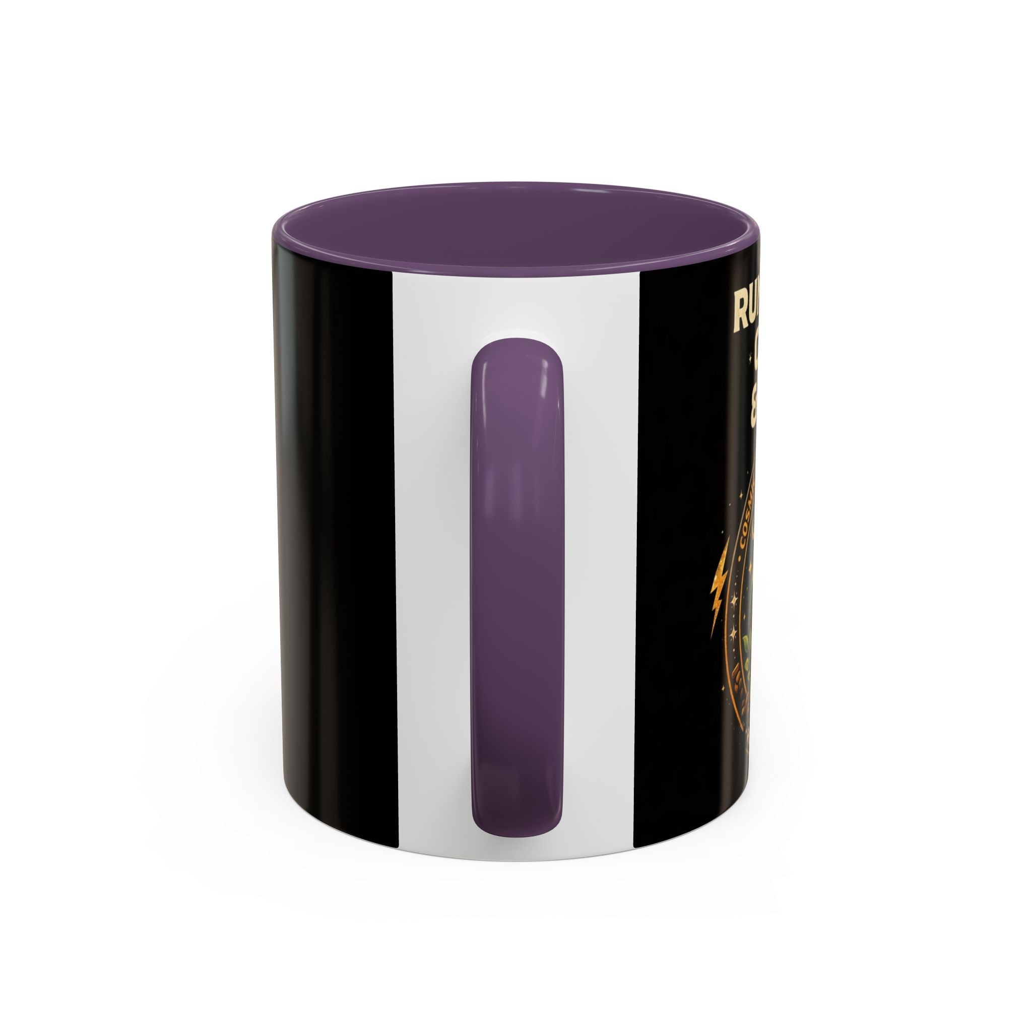 Coffee Mug — "Running on Coffee & Chaos" Black Accent Ceramic Mug (11/15oz) Printify