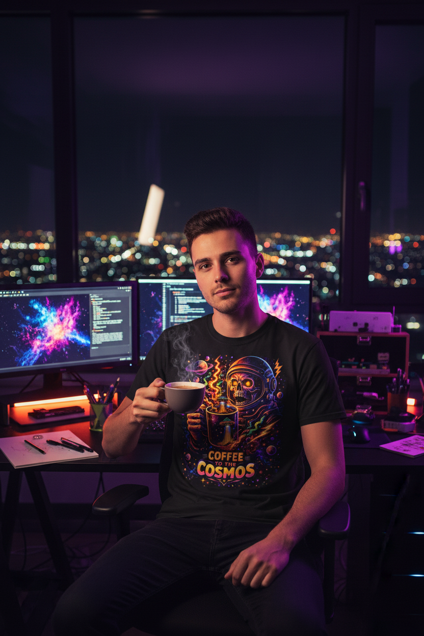 Coffee to the Cosmos Tee — Lifestyle Shot