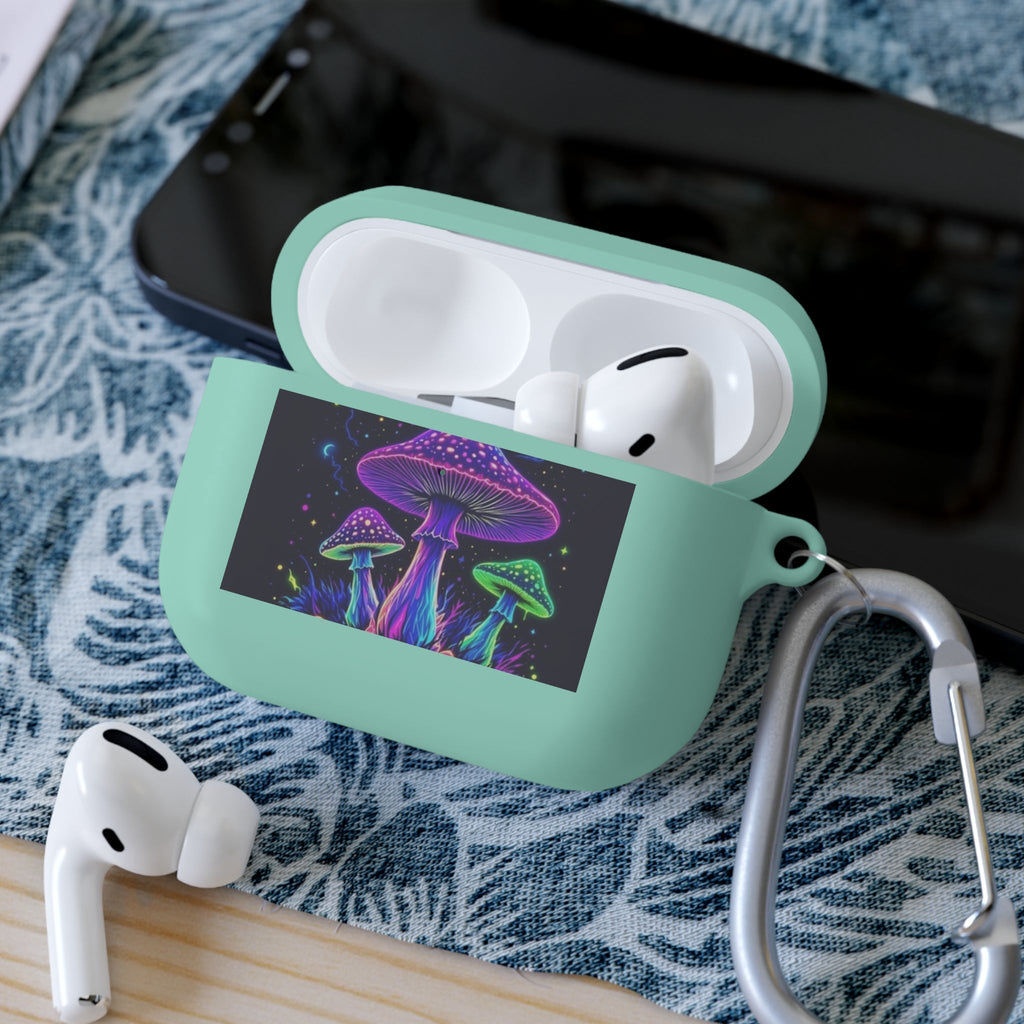 Colorful Mushroom AirPods Case Cover, Unique Gift, Trendy Tech Accessory, Festival Vibes, Artistic Design Printify