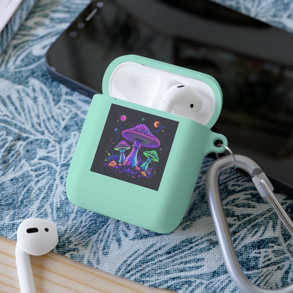 Colorful Mushroom AirPods Case Cover, Unique Gift, Trendy Tech Accessory, Festival Vibes, Artistic Design Printify