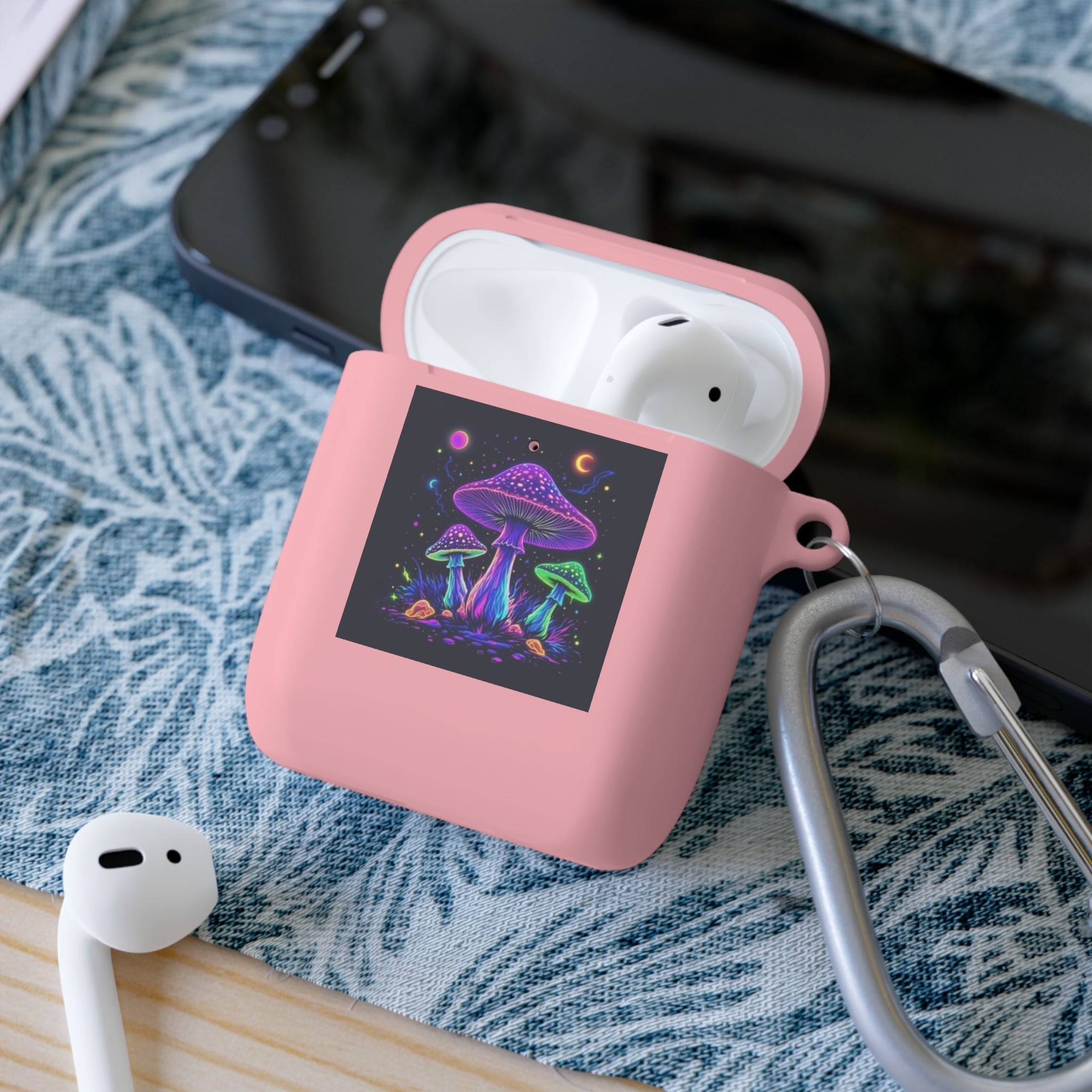 Colorful Mushroom AirPods Case Cover, Unique Gift, Trendy Tech Accessory, Festival Vibes, Artistic Design Printify