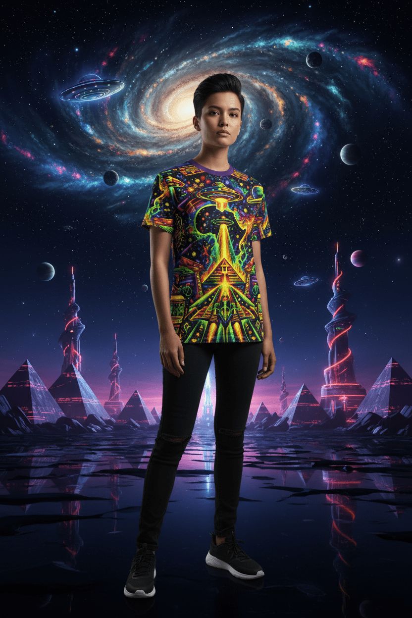 Psychedelic UFO Pyramid Cosmic Night Lifestyle