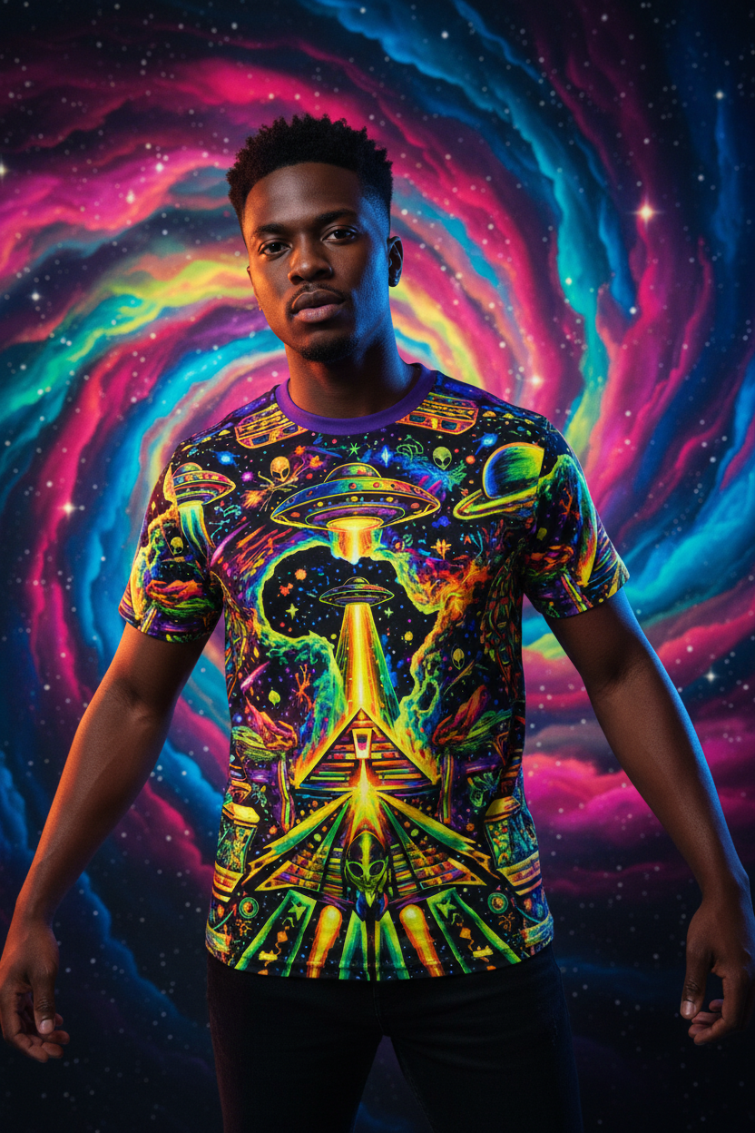 Psychedelic UFO Pyramid Trippy Cosmic - Black Model