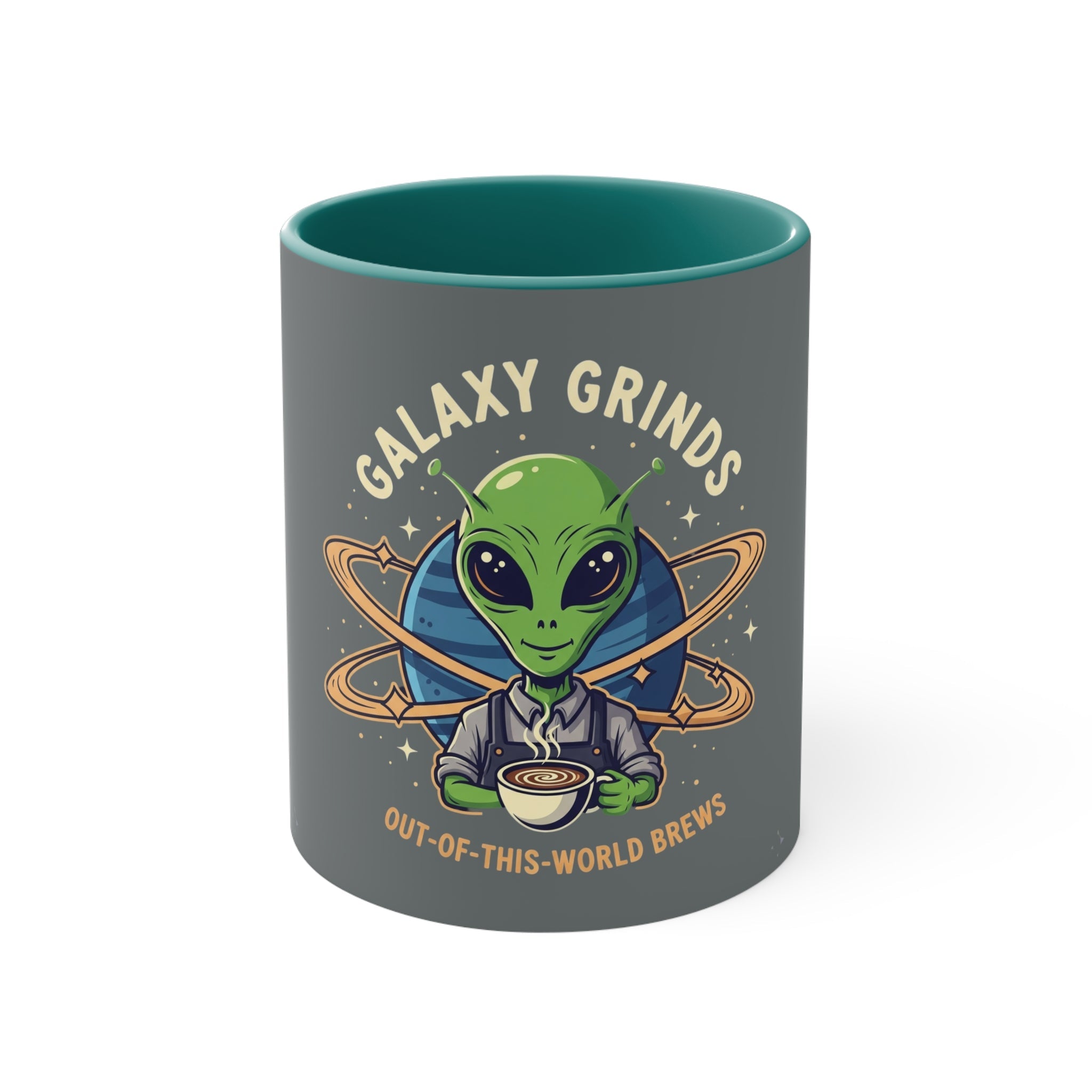 Galaxy Grinds Alien Coffee Mug – Cosmic Grind 11oz Accent Mug Printify