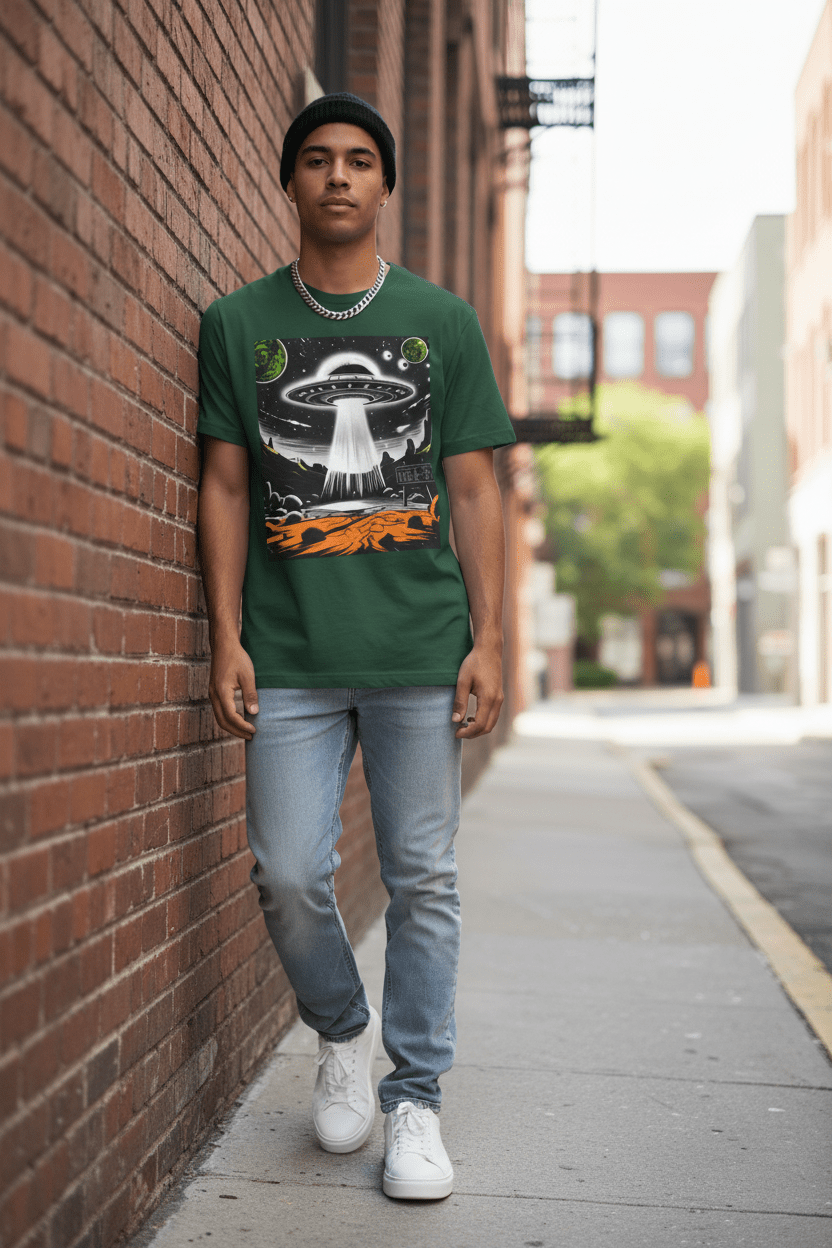 Green t-shirt lifestyle image