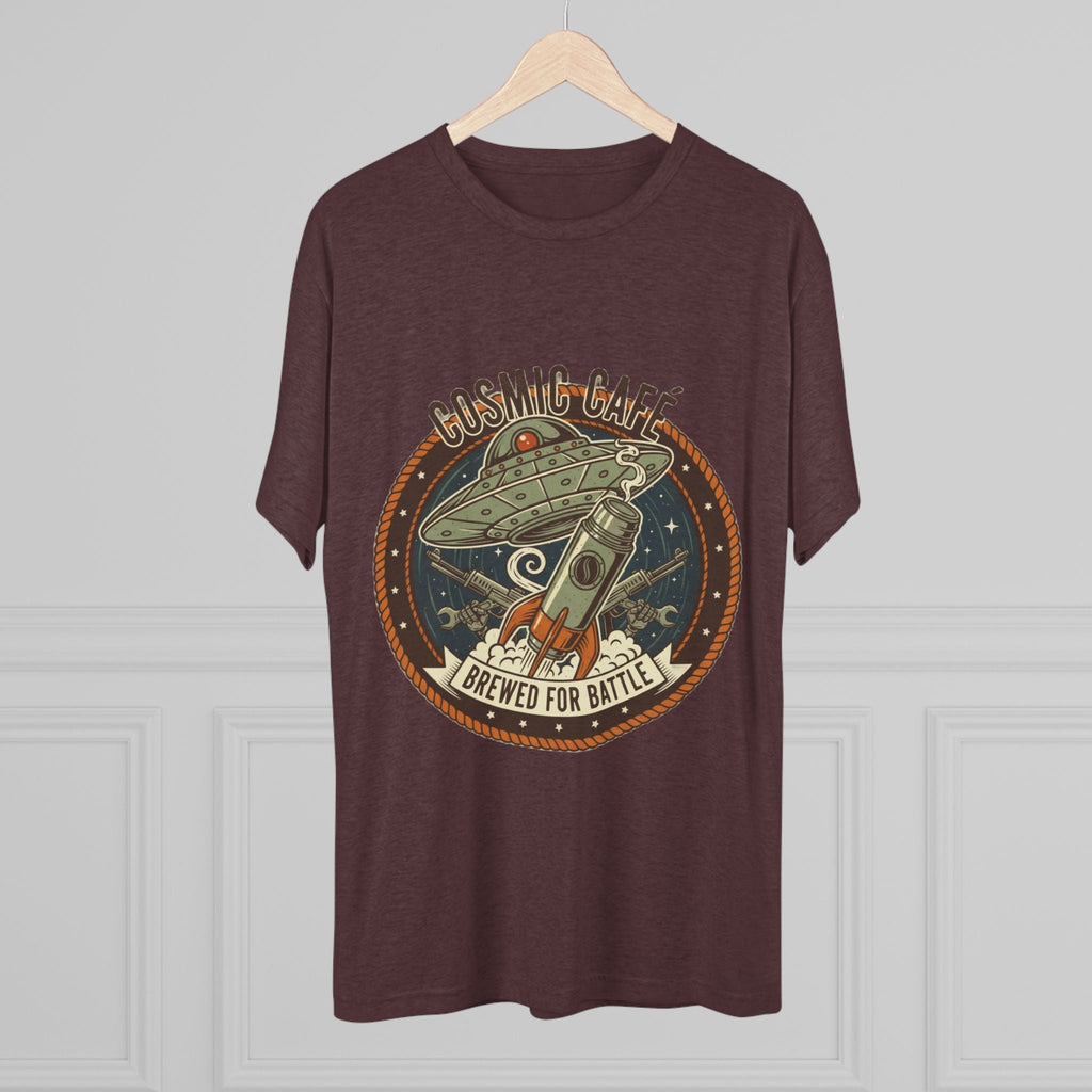 Cosmic Café Tee — “Brewed for Battle” Retro UFO Coffee Shirt Printify
