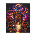 Cosmic Coffee Queen Canvas Print — Afrocentric Goddess Wall Art Printify