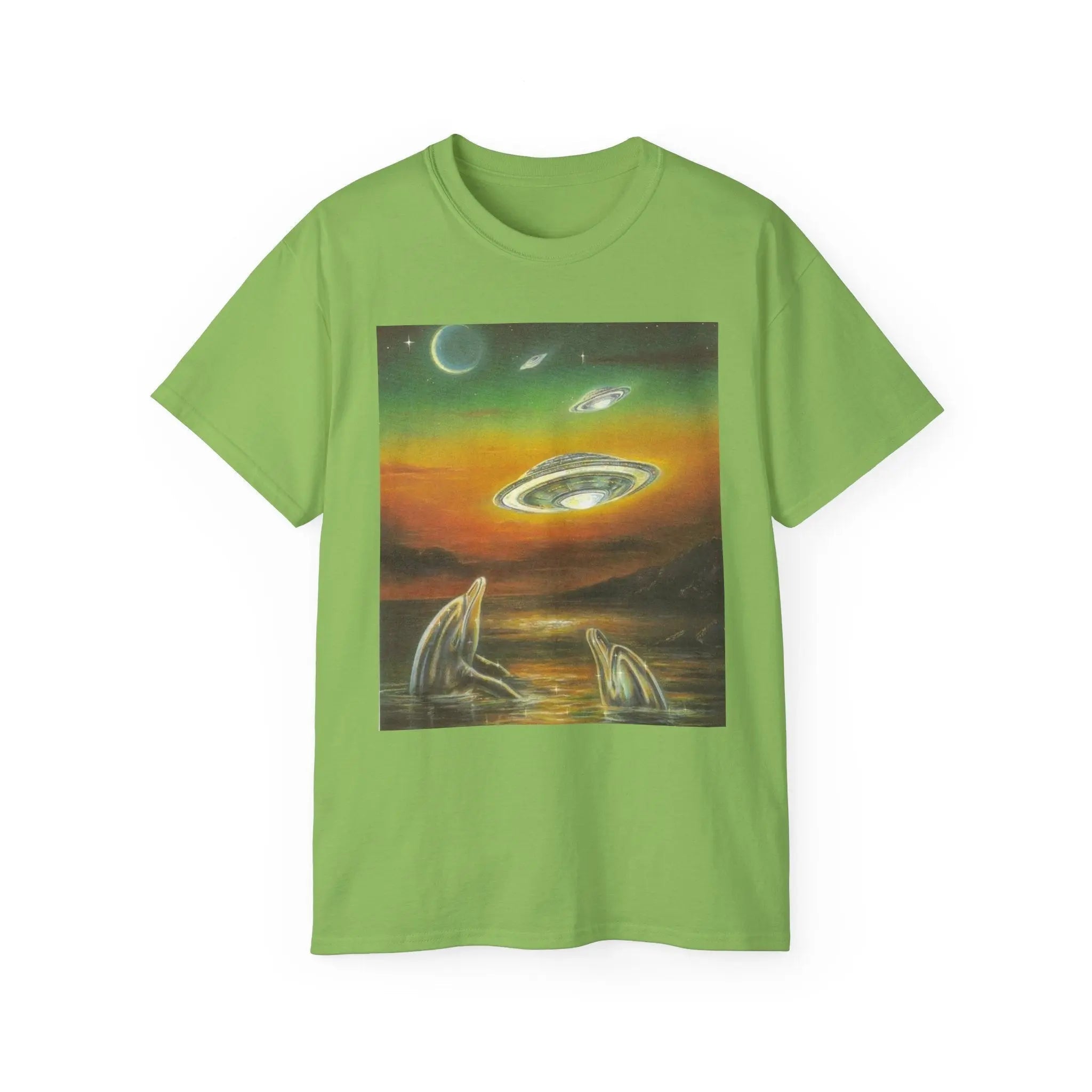 Dolphins UFOs Unisex Tee. Printify