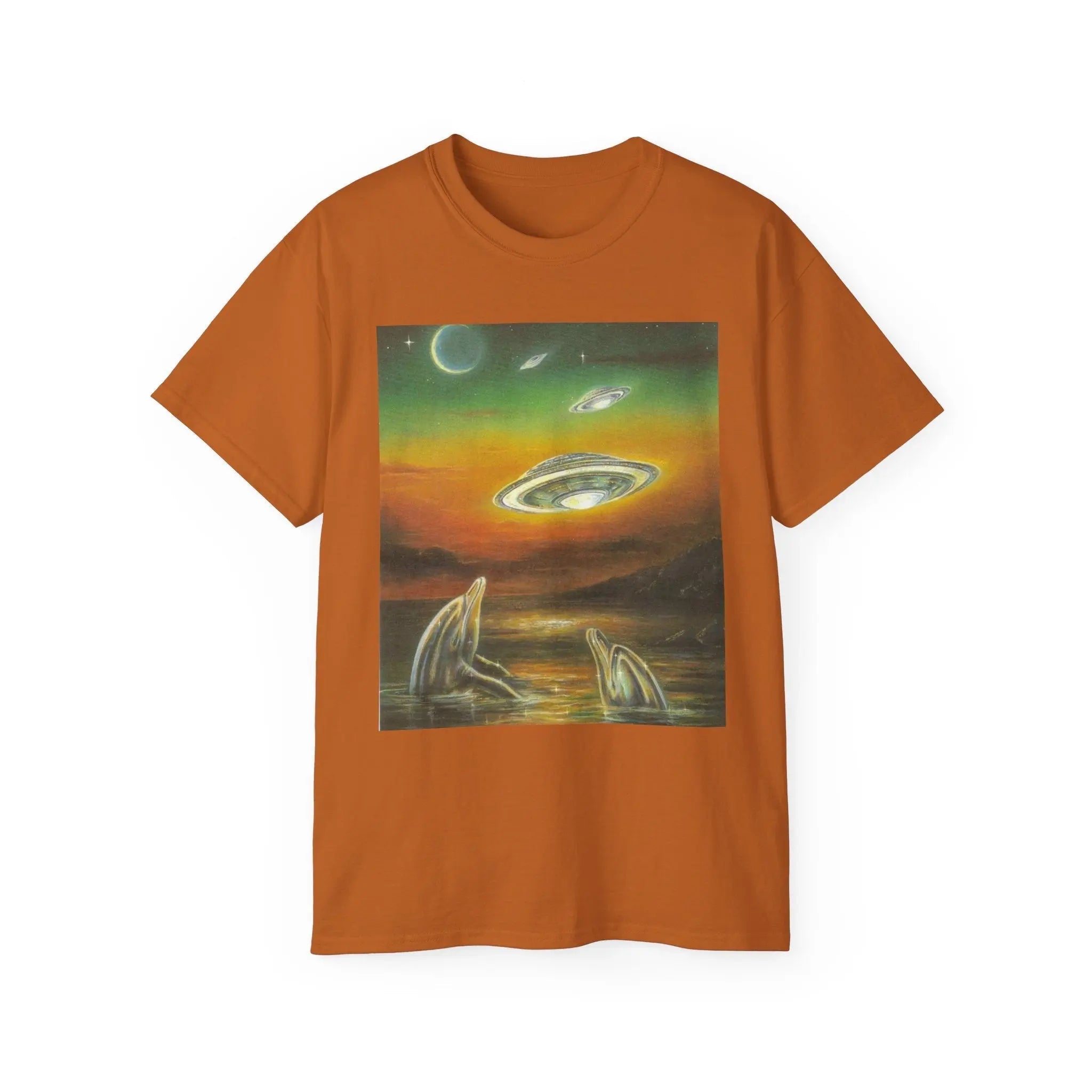 Dolphins UFOs Unisex Tee. Printify