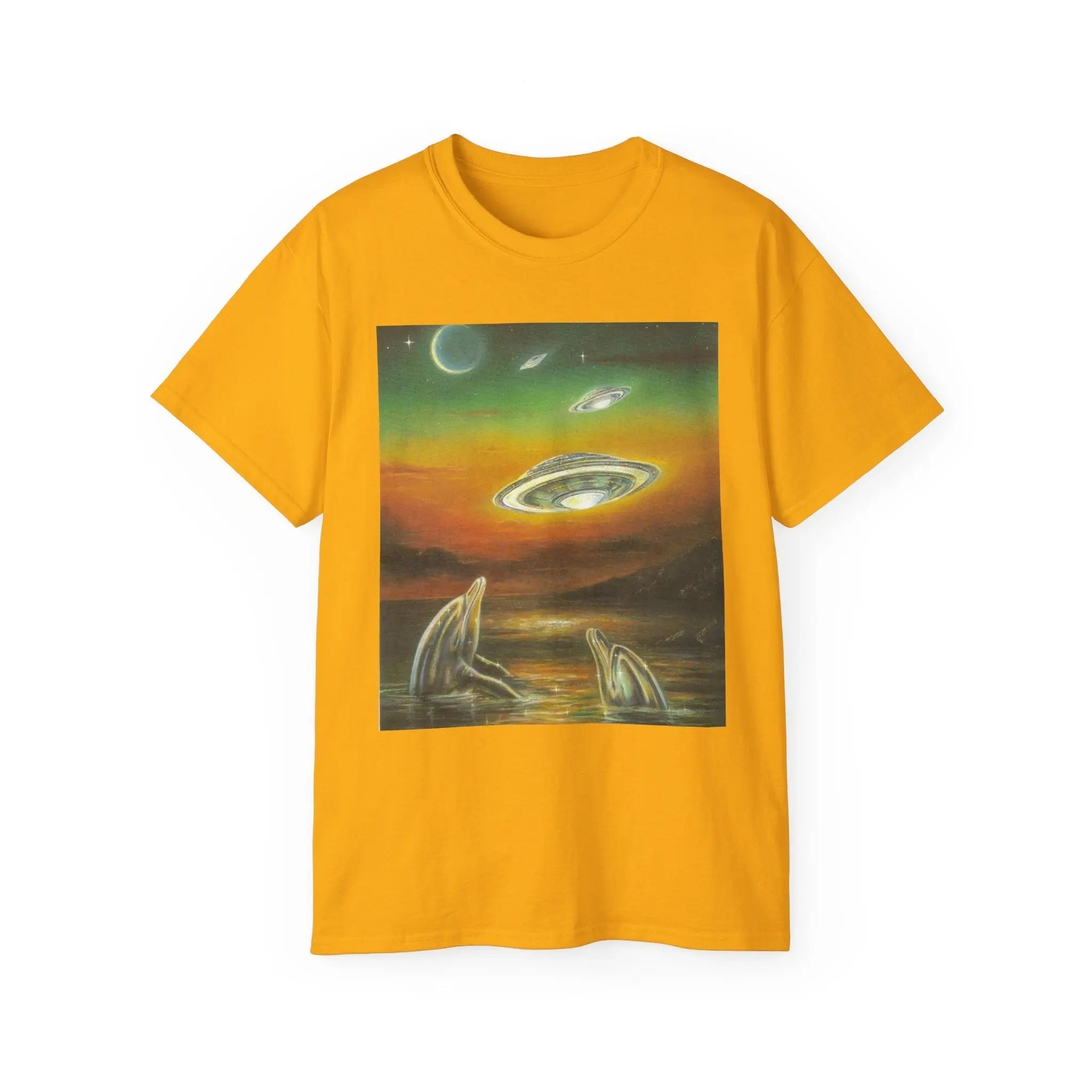 Dolphins UFOs Unisex Tee. Printify