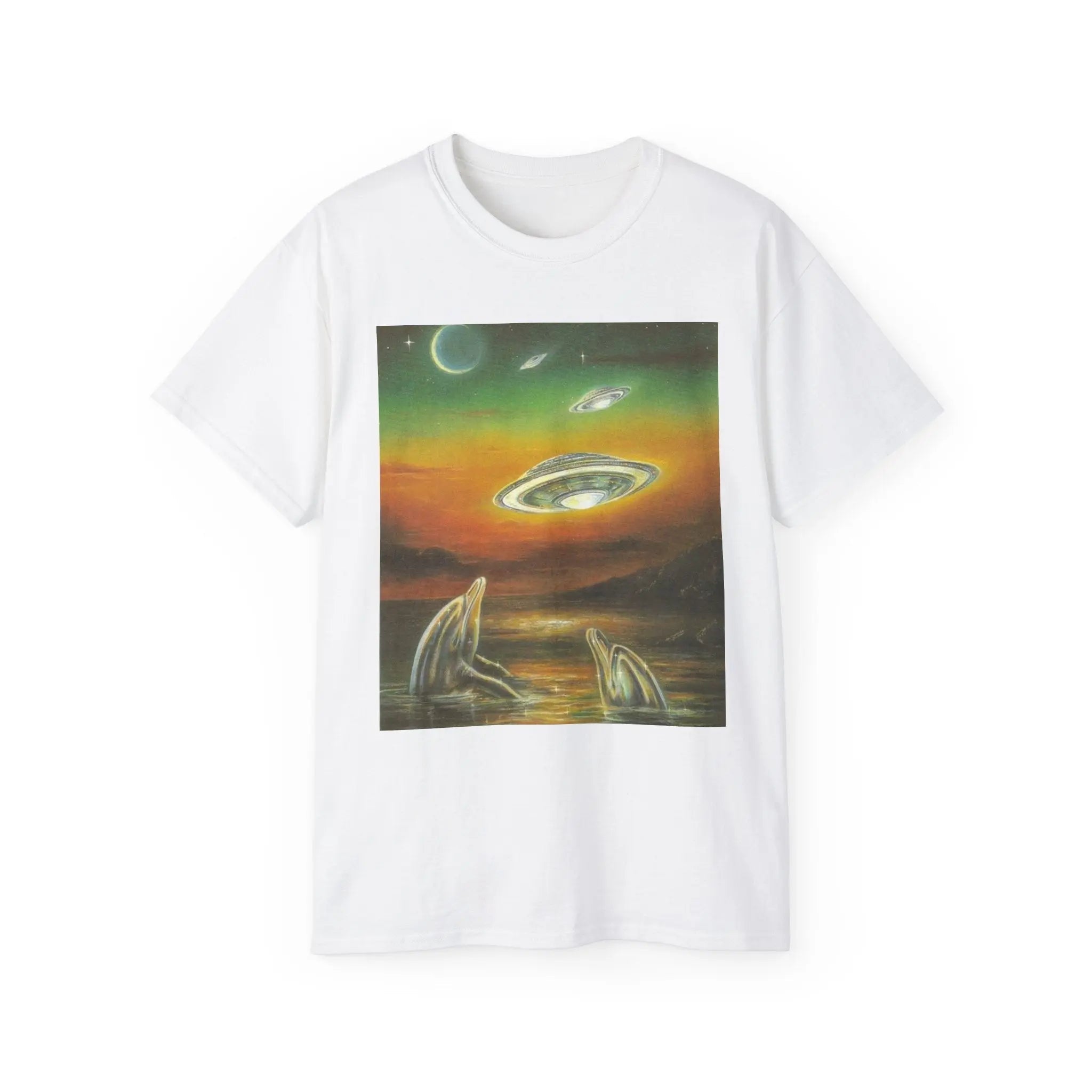 Dolphins UFOs Unisex Tee. Printify
