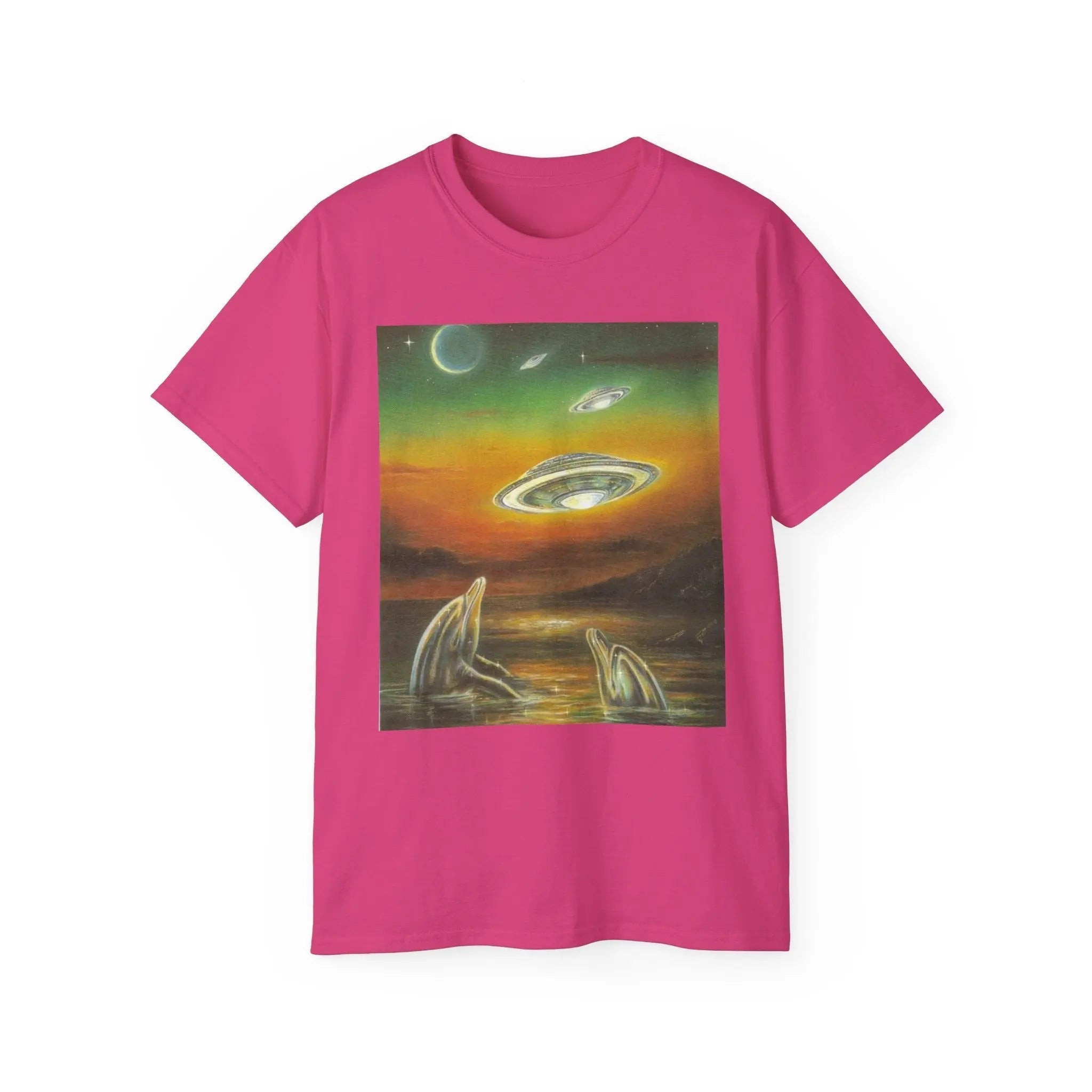 Dolphins UFOs Unisex Tee. Printify