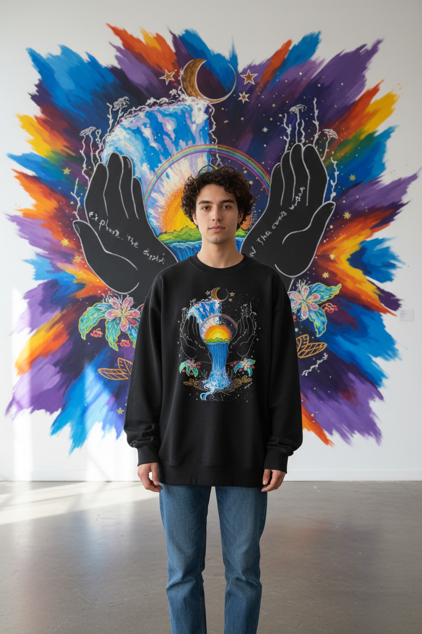 Rainbow Waterfall Sweatshirt — Art Gallery Lifestyle