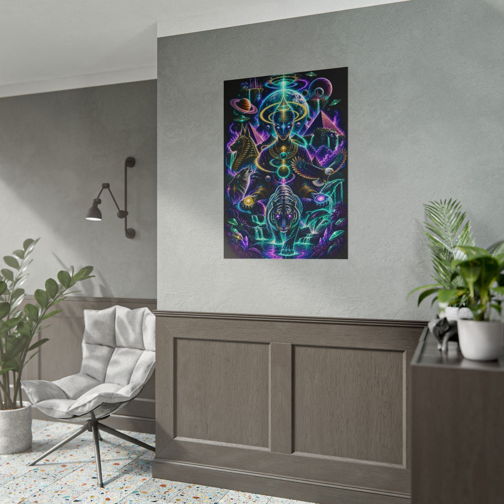 Cosmic Frequency Tiger Poster | Psychedelic Egyptian Wall Art