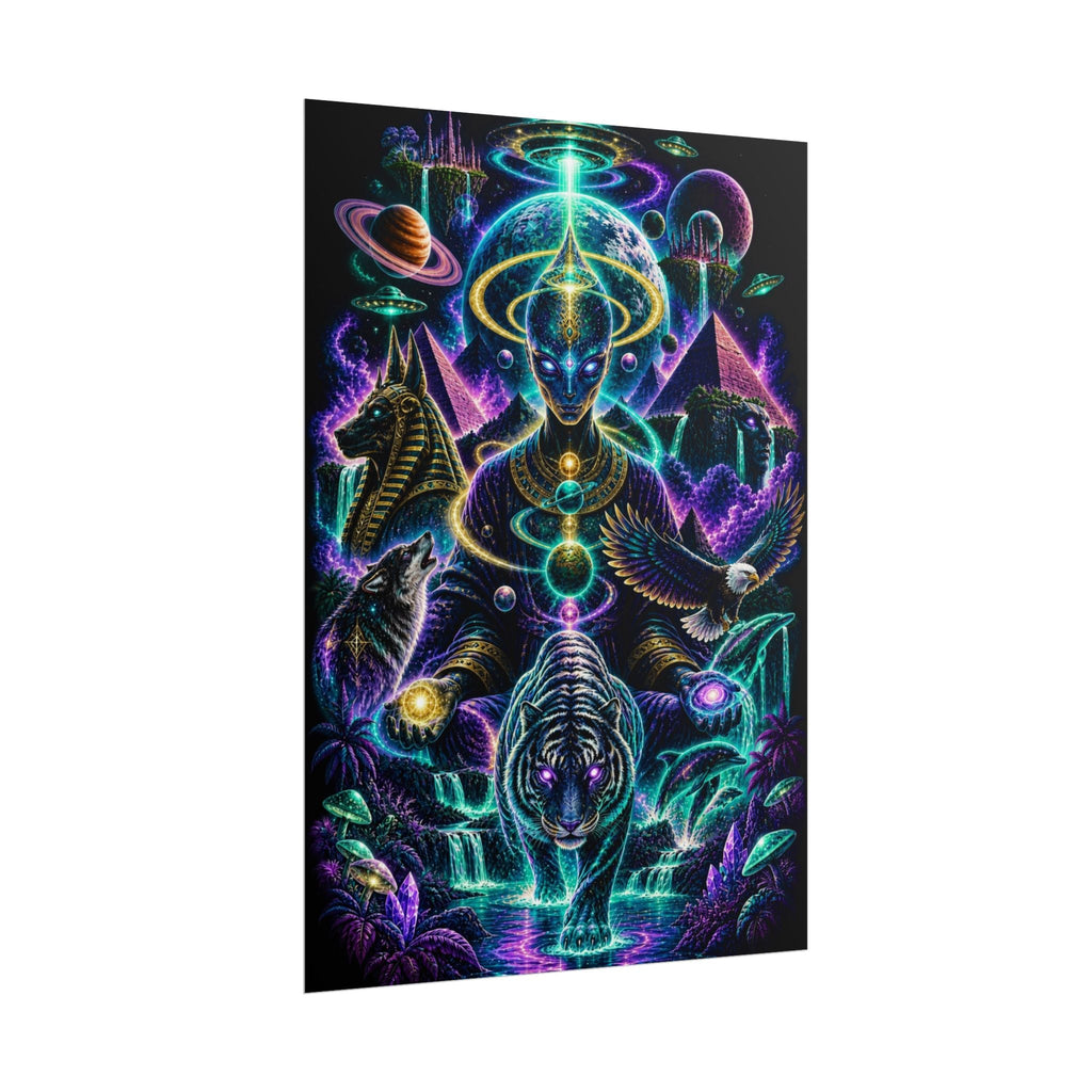 Cosmic Frequency Tiger Poster | Psychedelic Egyptian Wall Art