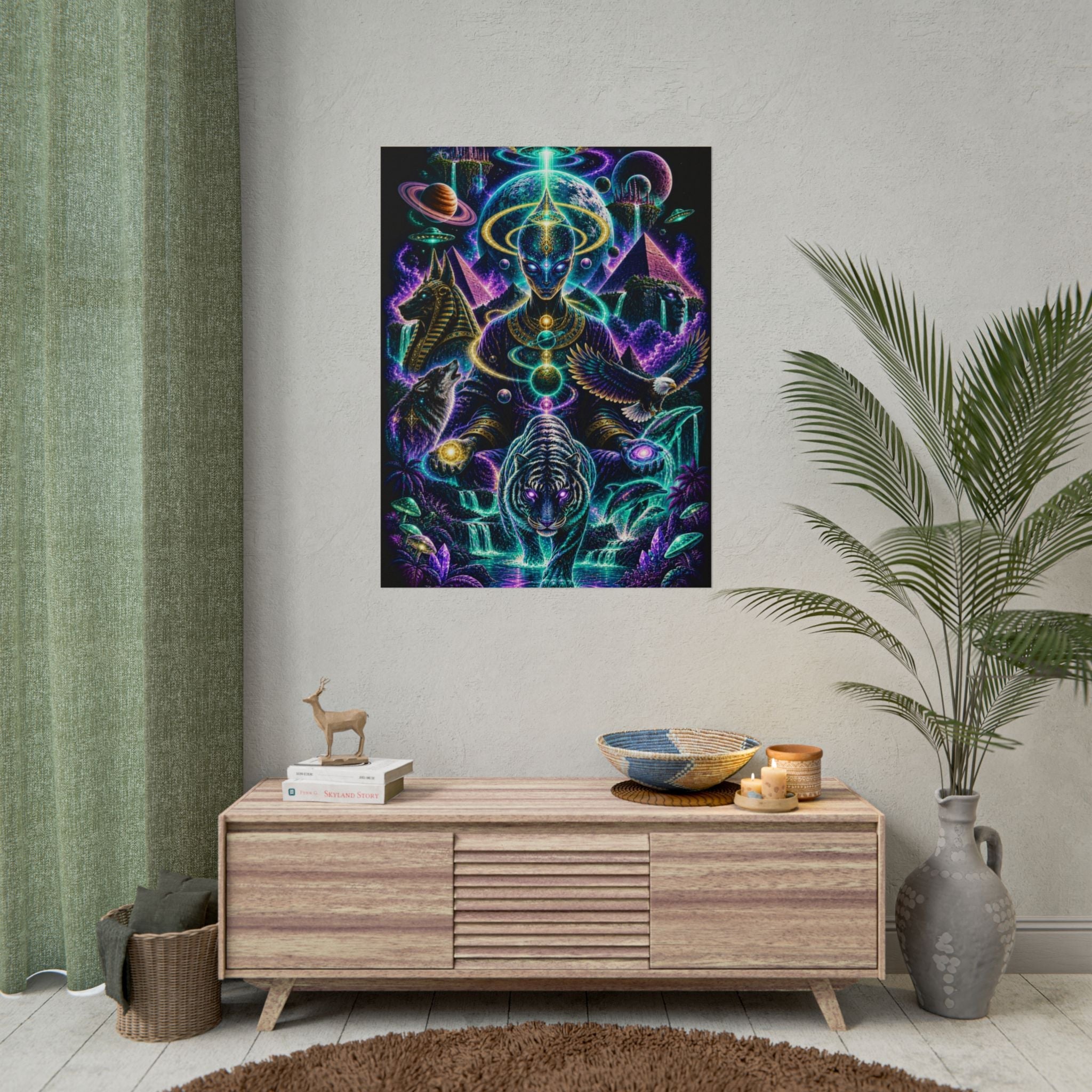 Cosmic Frequency Tiger Poster | Psychedelic Egyptian Wall Art