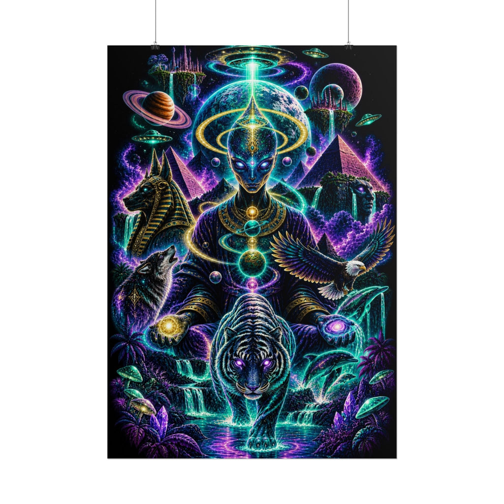 Cosmic Frequency Tiger Poster | Psychedelic Egyptian Wall Art