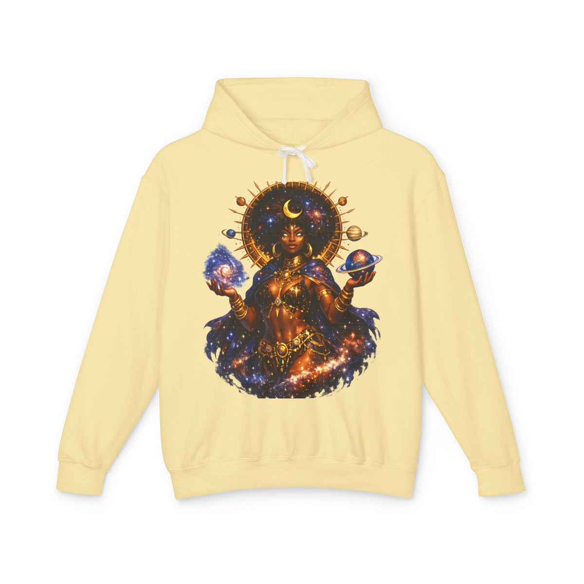Cosmic Goddess Hoodie — Celestial Moon & Planets Astral Art Printify