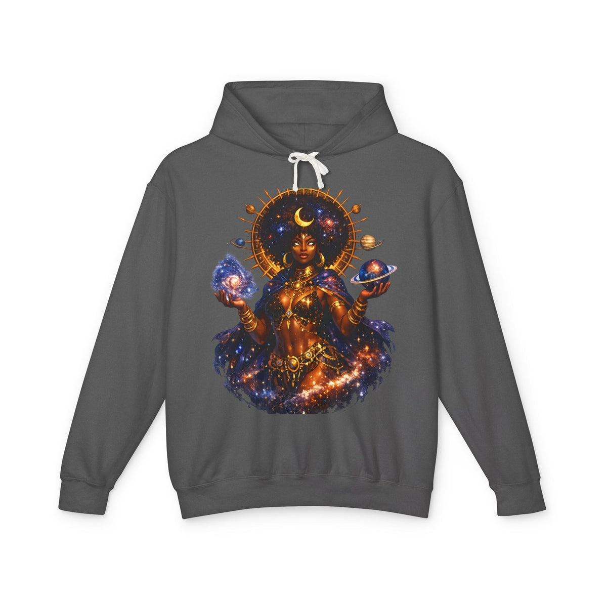 Cosmic Goddess Hoodie — Celestial Moon & Planets Astral Art Printify