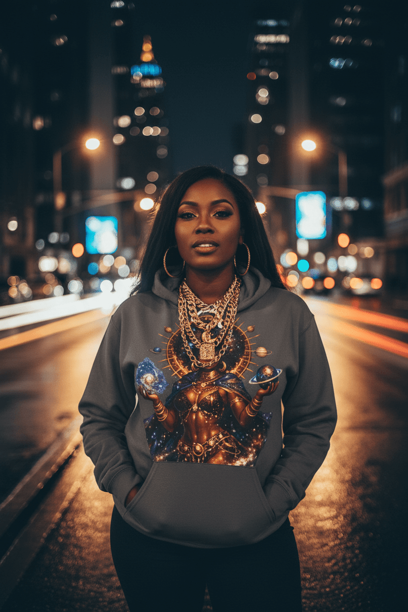 Solar Goddess Hoodie Night Streetwear Female Lifestyle - New