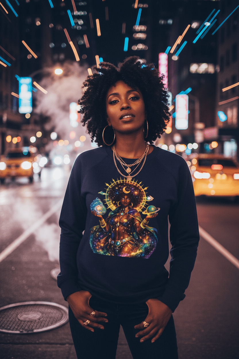 Solar Goddess Sweatshirt Urban Night Streetwear Lifestyle