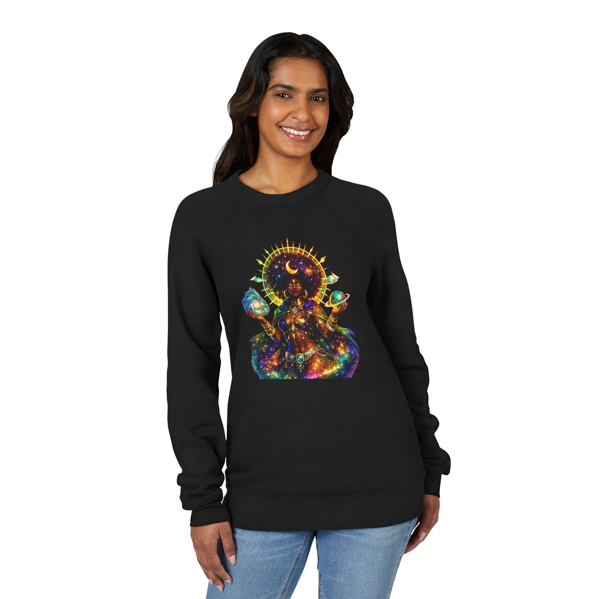 Cosmic Goddess Sweatshirt – Afrocentric Celestial Streetwear Crewneck Printify