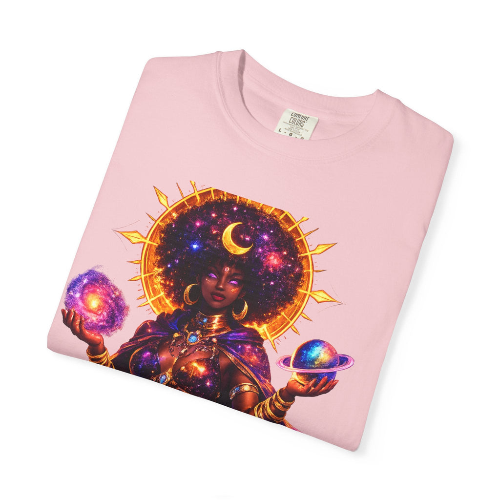 Cosmic Goddess T-Shirt — Afrocentric Moon & Planets Galaxy Tee Printify