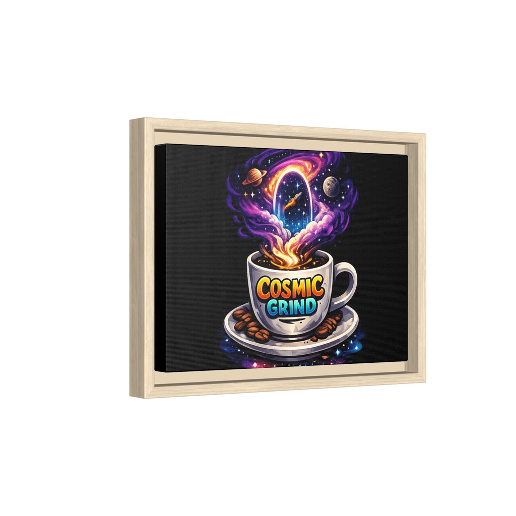 Cosmic Grind Coffee Canvas Art – Framed Space Coffee Wall Decor Printify
