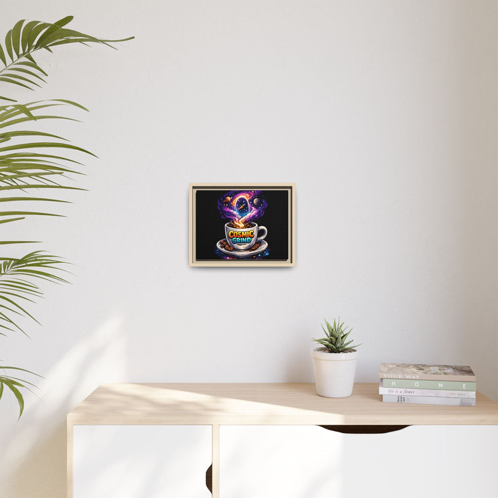 Cosmic Grind Coffee Canvas Art – Framed Space Coffee Wall Decor Printify